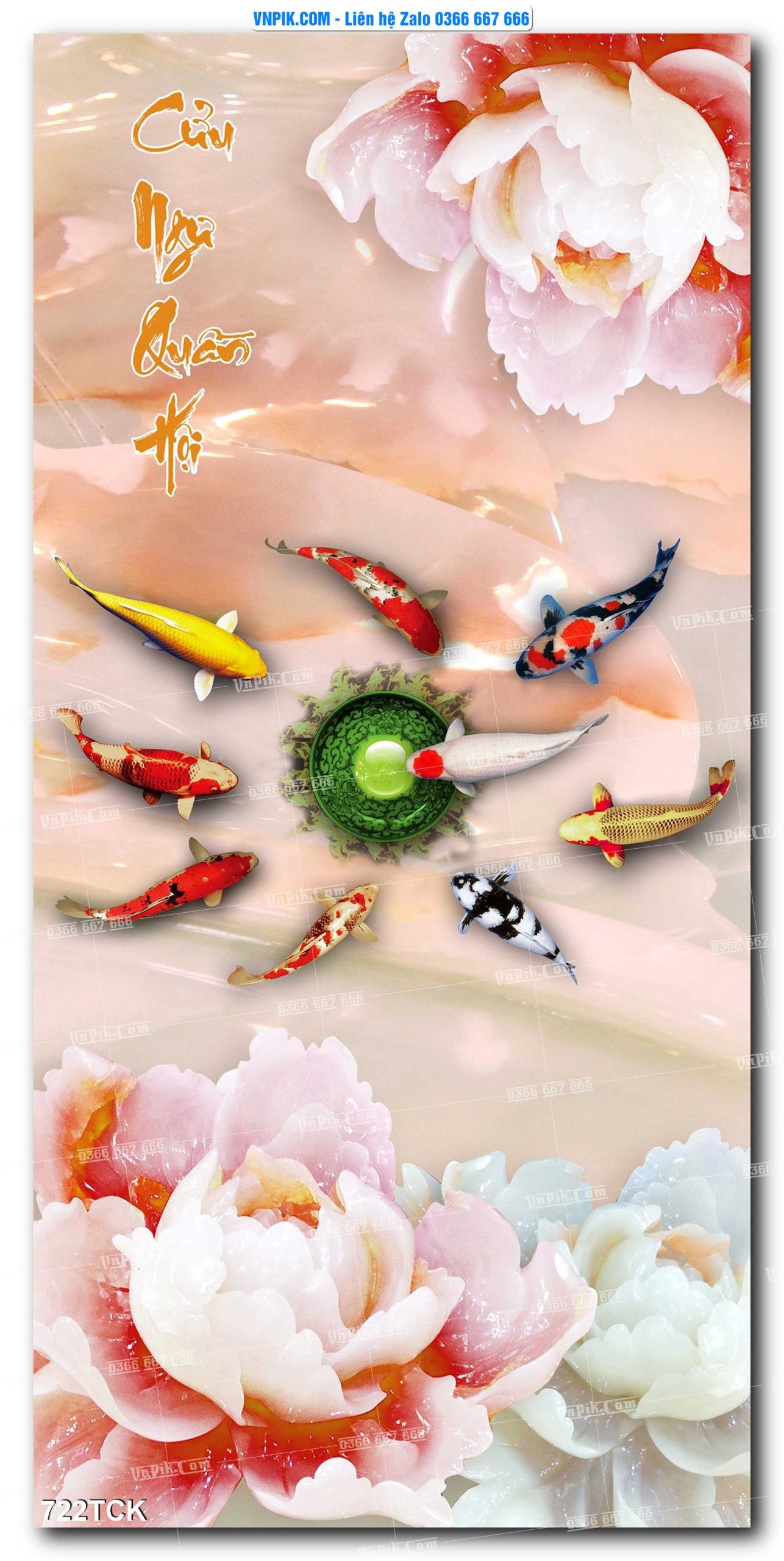 Tranh Hoa Sen – Cá Koi – Cá Chép 722TCK