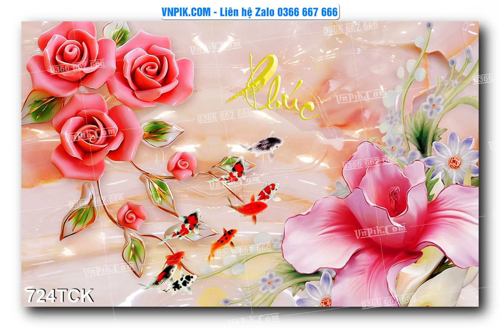 Tranh Hoa Sen – Cá Koi – Cá Chép 724TCK