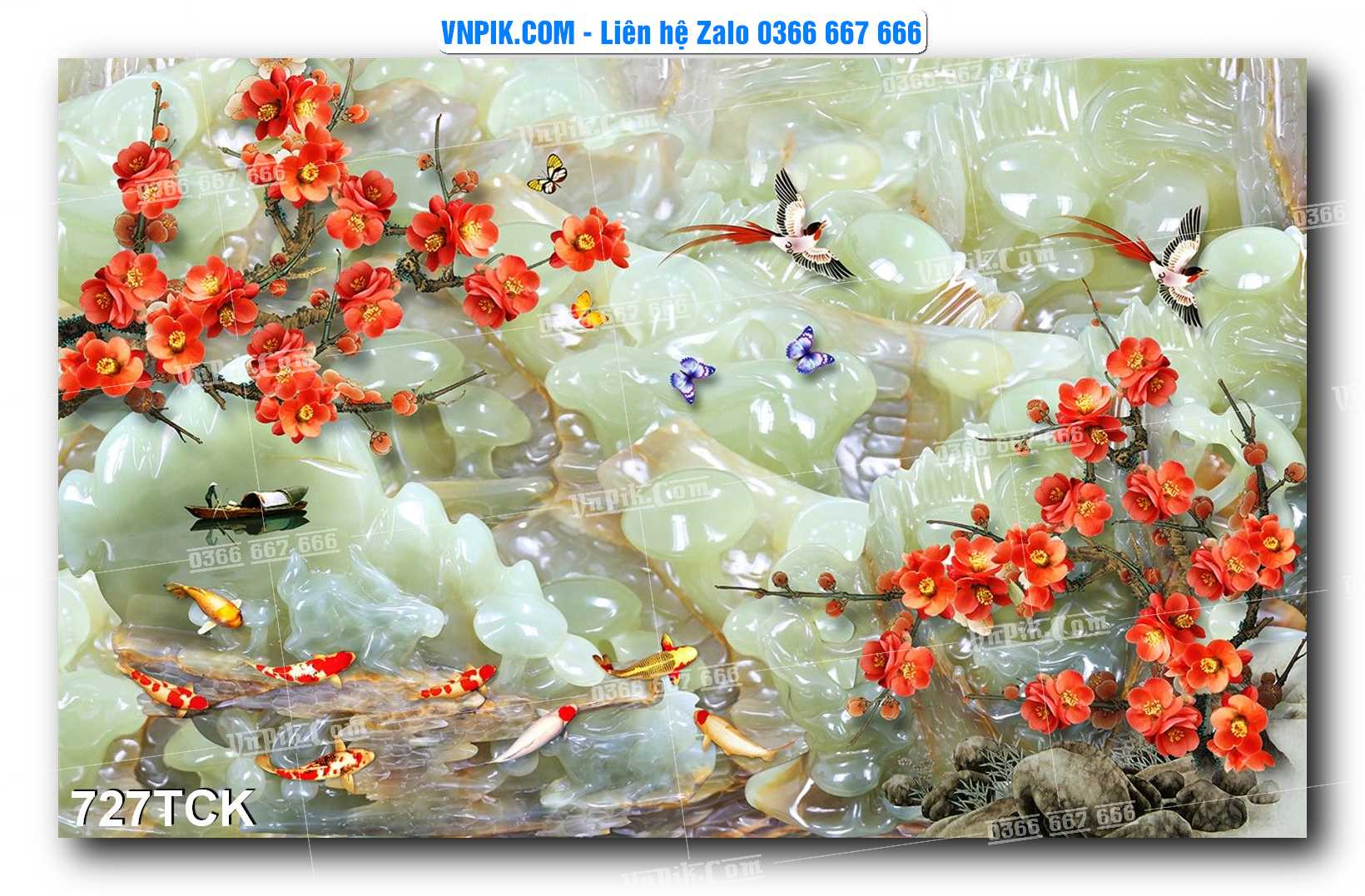 Tranh Hoa Sen – Cá Koi – Cá Chép 727TCK
