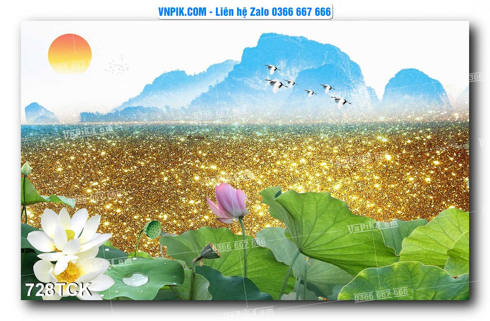 Tranh Hoa Sen – Cá Koi – Cá Chép 728TCK