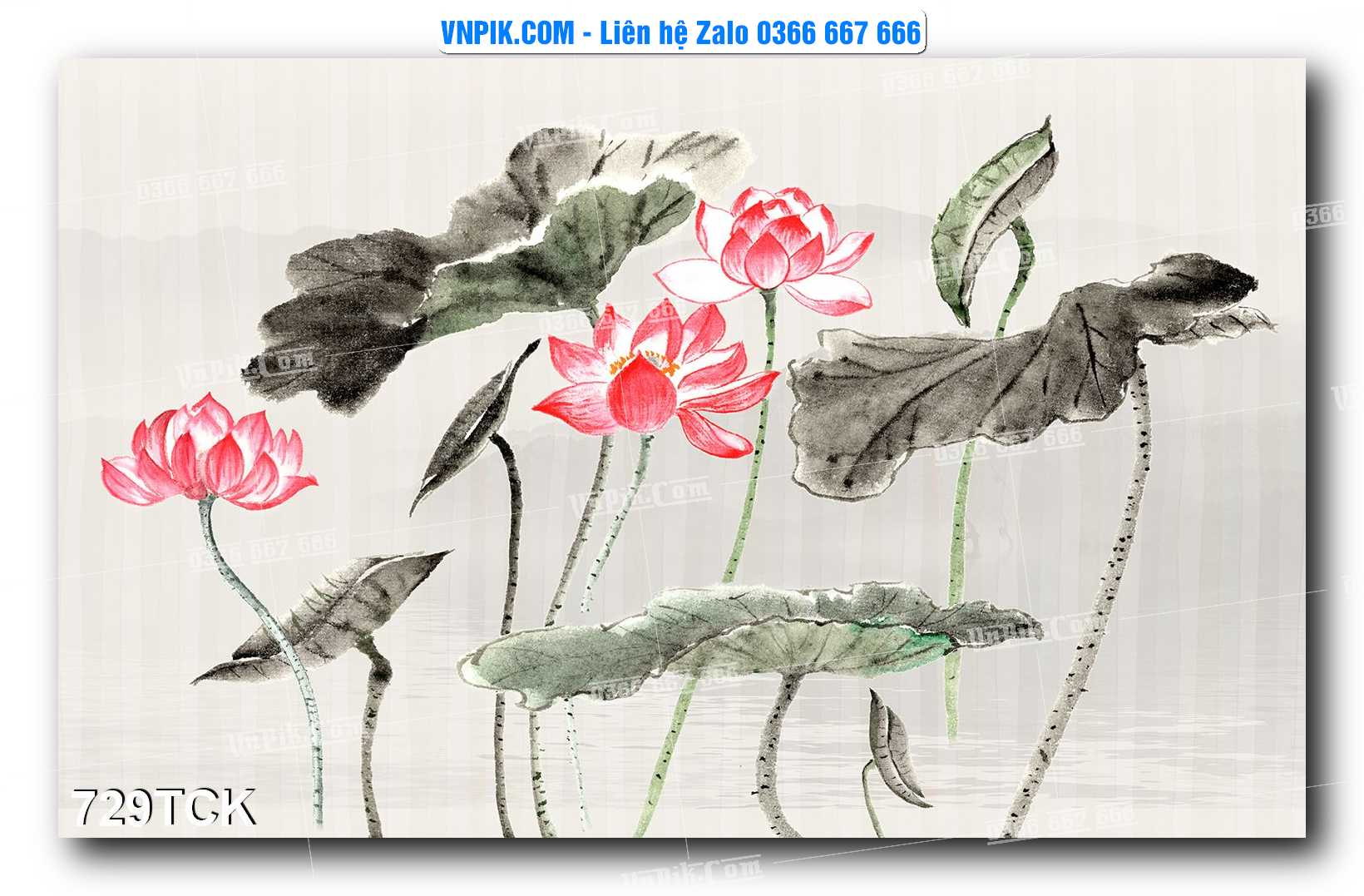 Tranh Hoa Sen – Cá Koi – Cá Chép 729TCK