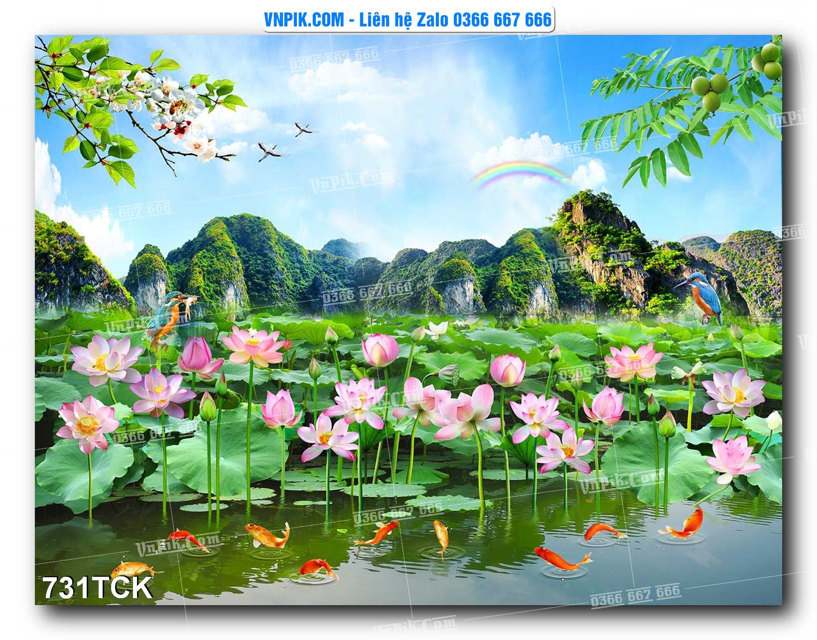 Tranh Hoa Sen – Cá Koi – Cá Chép 731TCK