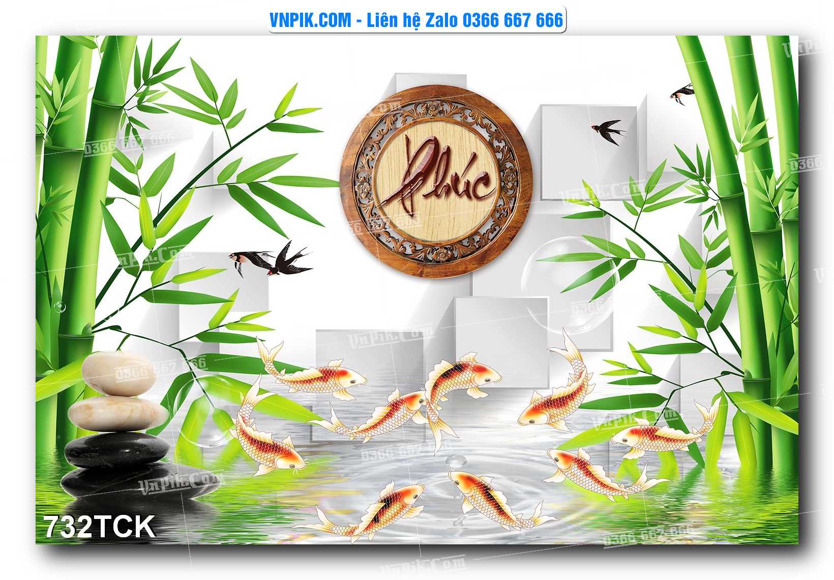 Tranh Hoa Sen – Cá Koi – Cá Chép 732TCK