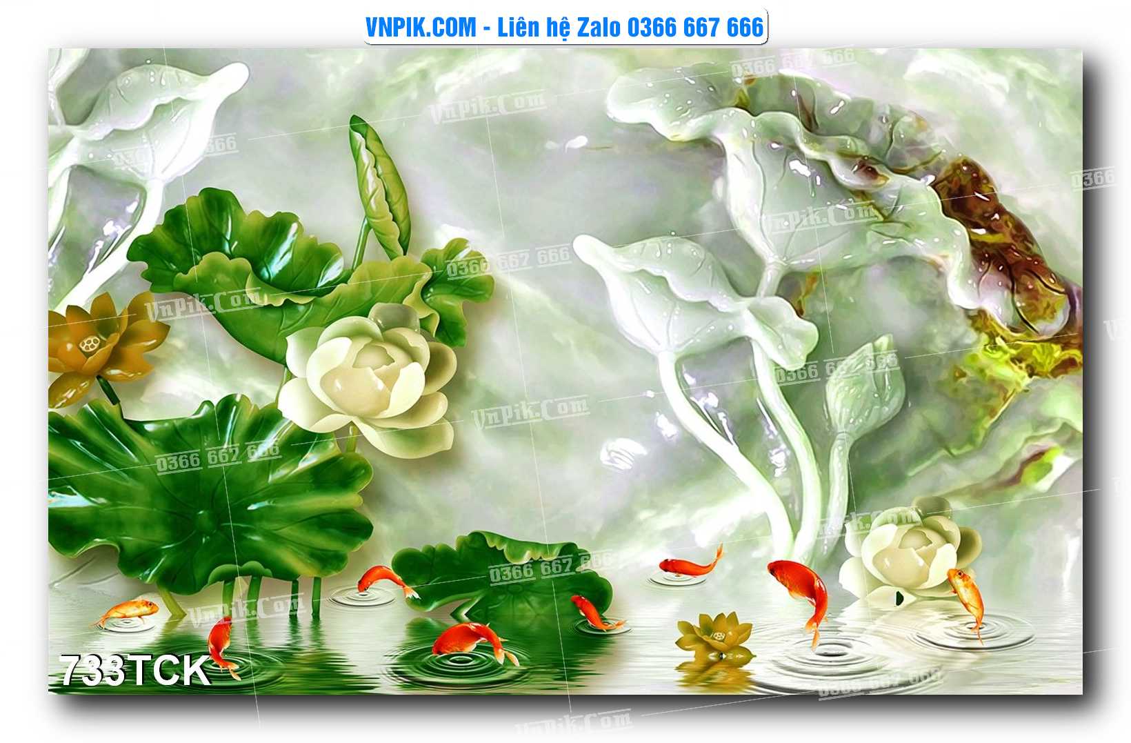 Tranh Hoa Sen – Cá Koi – Cá Chép 733TCK