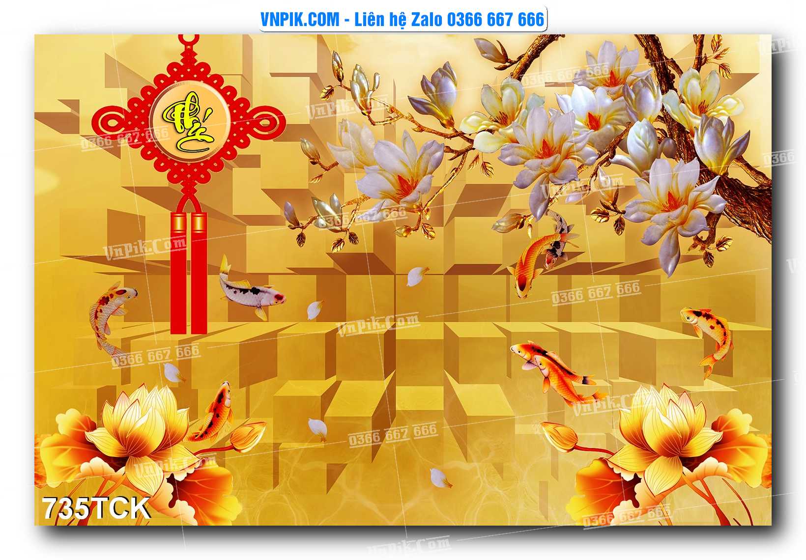 Tranh Hoa Sen – Cá Koi – Cá Chép 735TCK