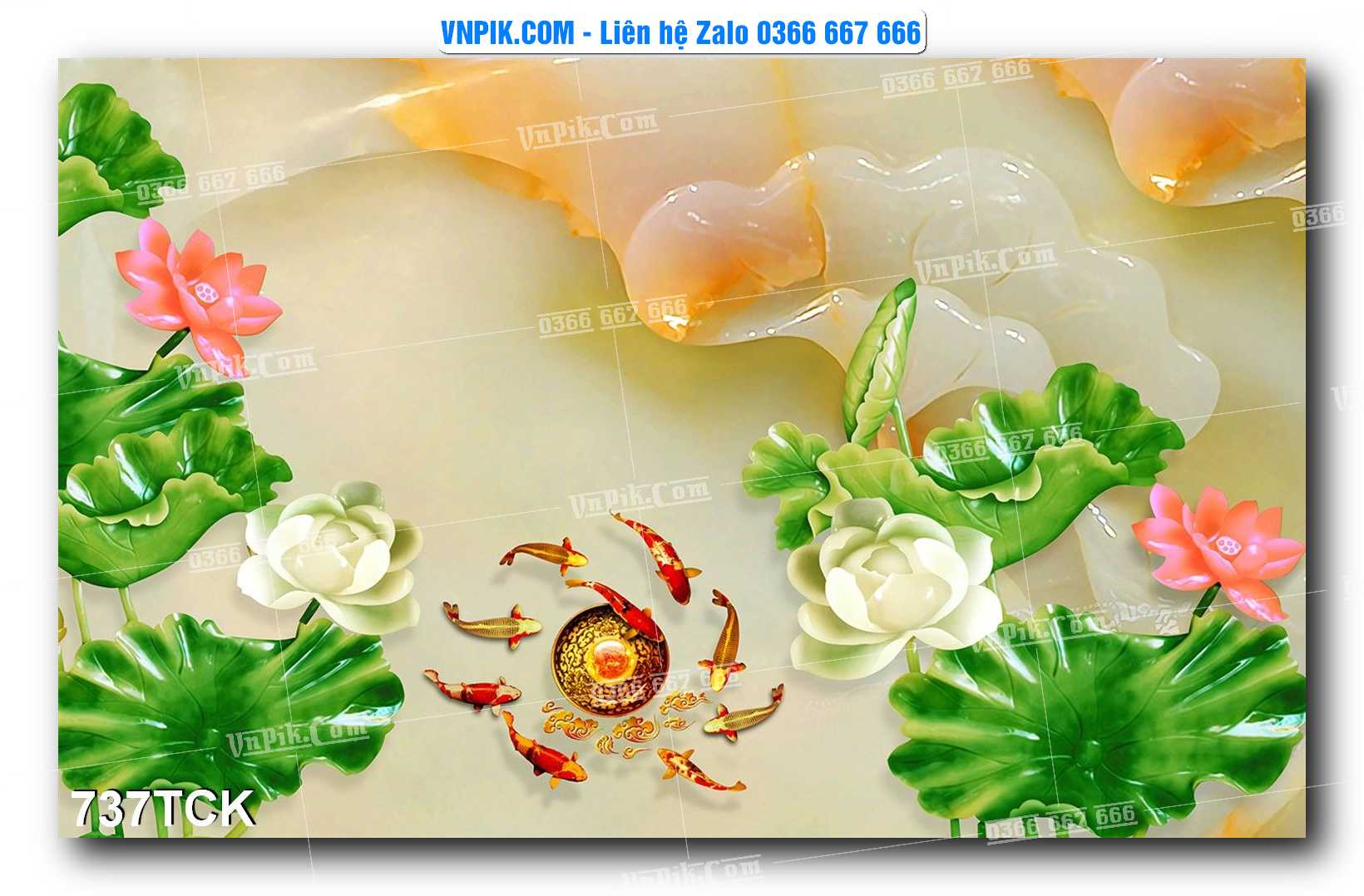 Tranh Hoa Sen – Cá Koi – Cá Chép 737TCK