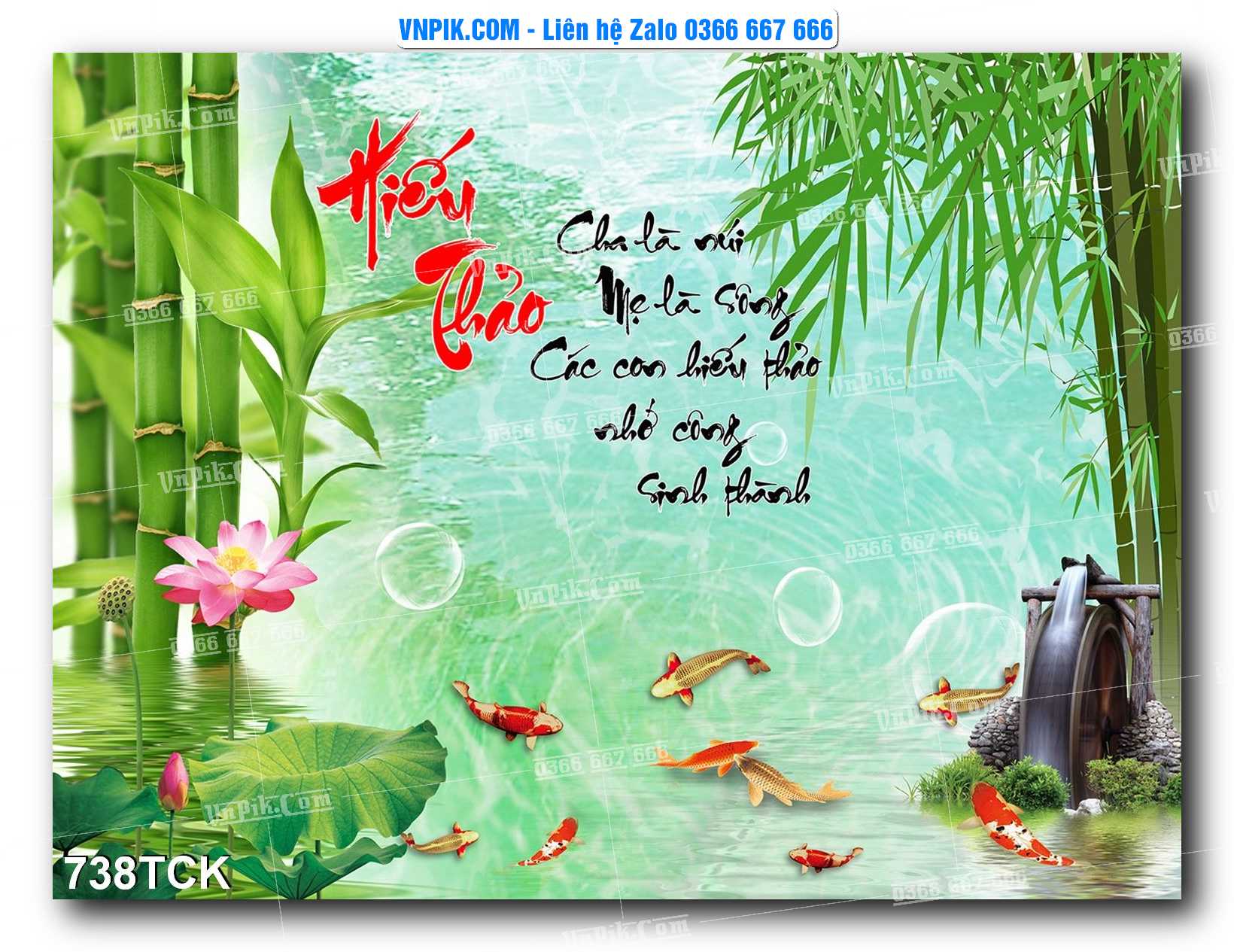 Tranh Hoa Sen – Cá Koi – Cá Chép 738TCK