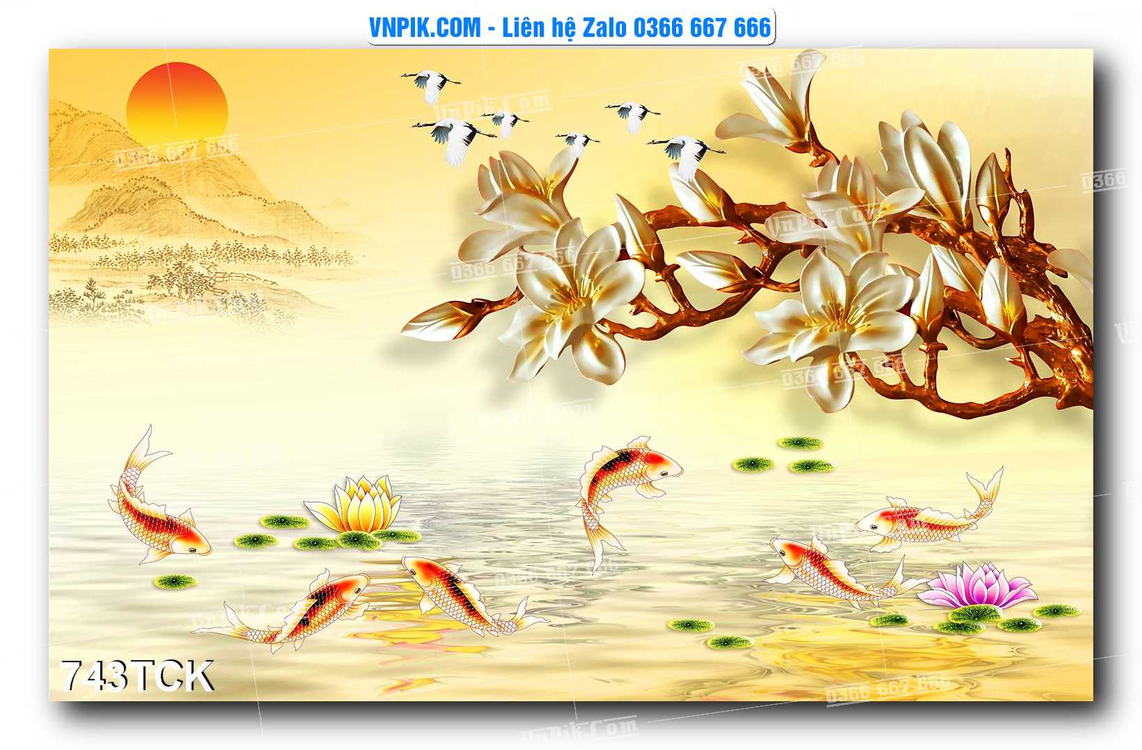 Tranh Hoa Sen – Cá Koi – Cá Chép 743TCK