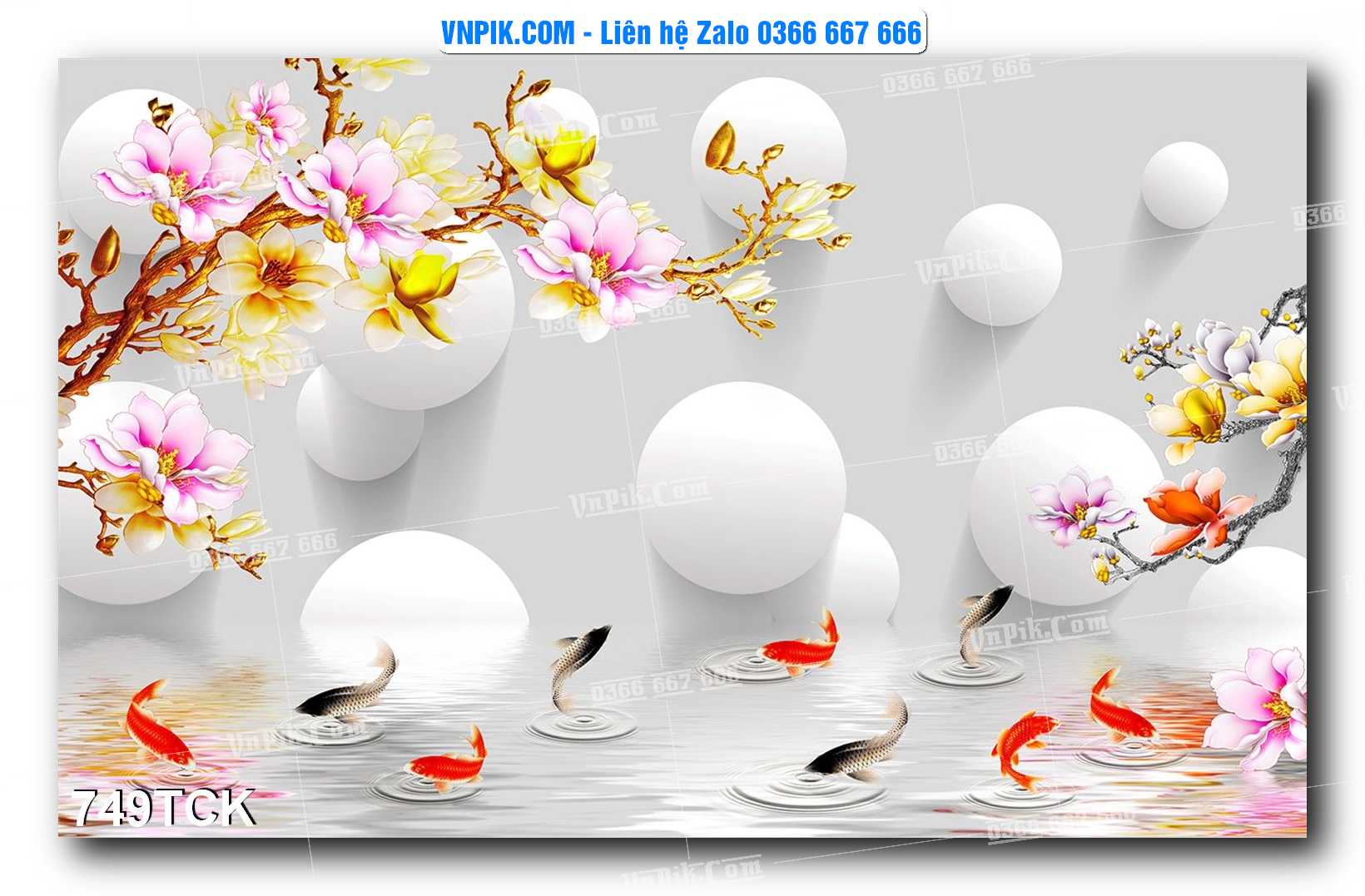 Tranh Hoa Sen – Cá Koi – Cá Chép 749TCK
