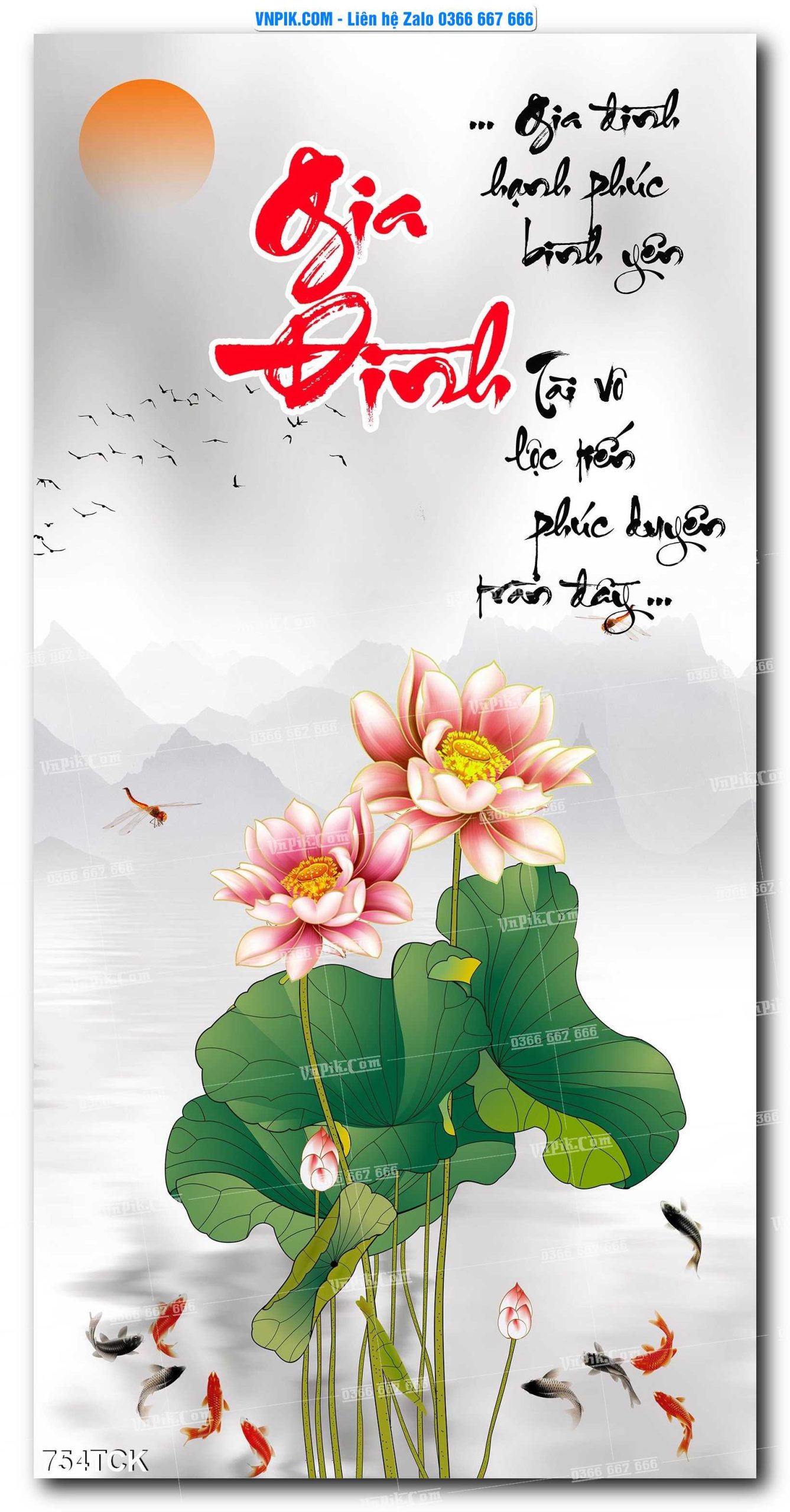 Tranh Hoa Sen – Cá Koi – Cá Chép 754TCK