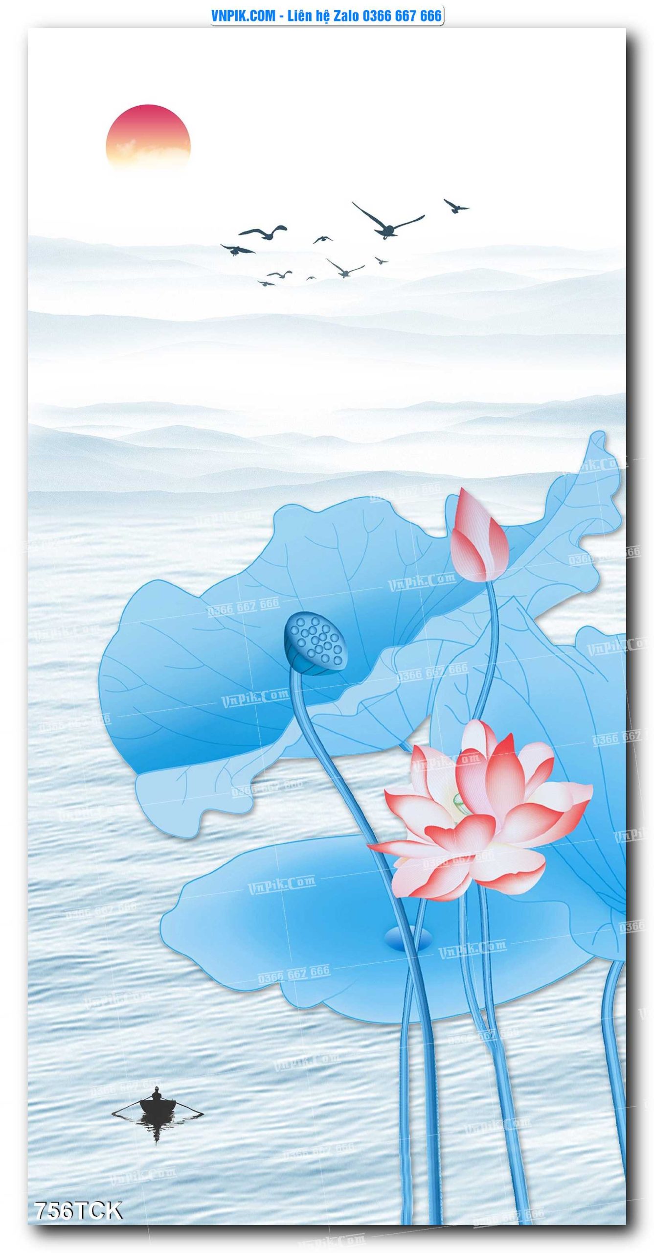 Tranh Hoa Sen – Cá Koi – Cá Chép 756TCK