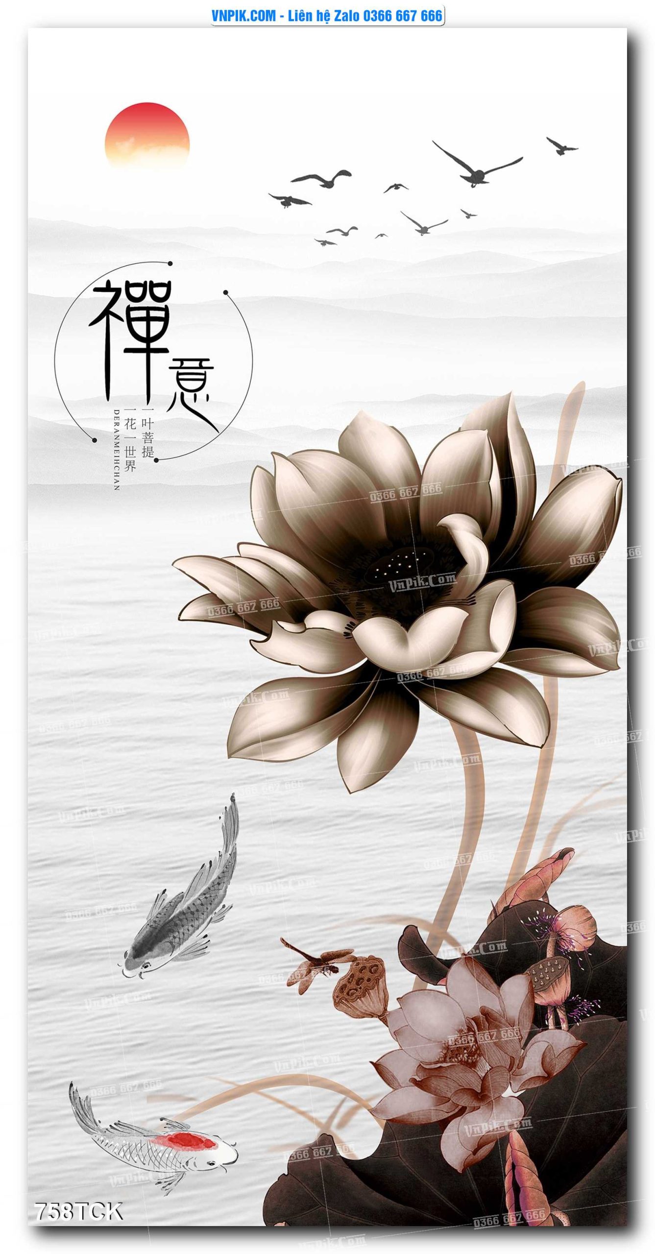 Tranh Hoa Sen – Cá Koi – Cá Chép 758TCK