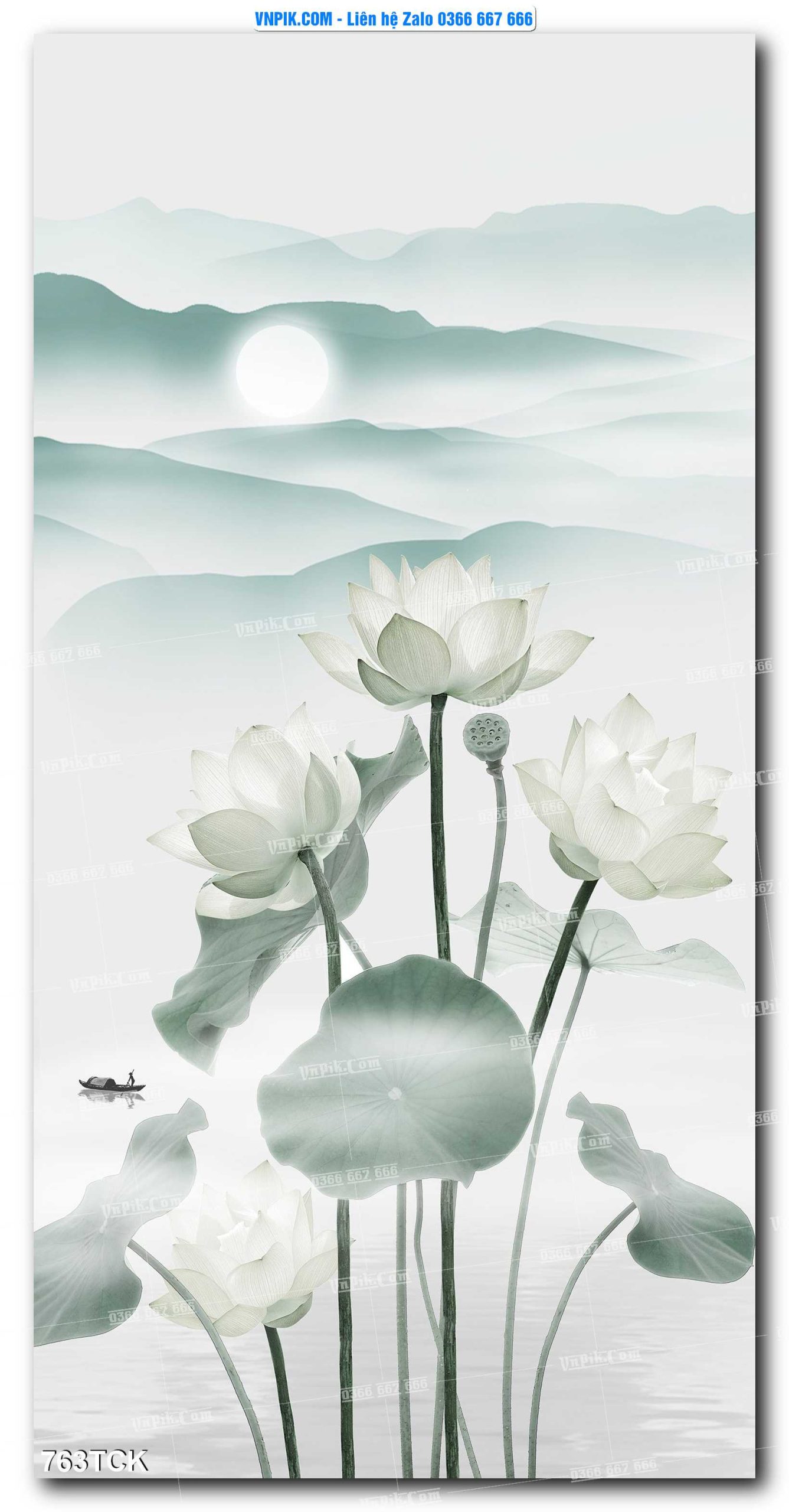 Tranh Hoa Sen – Cá Koi – Cá Chép 763TCK