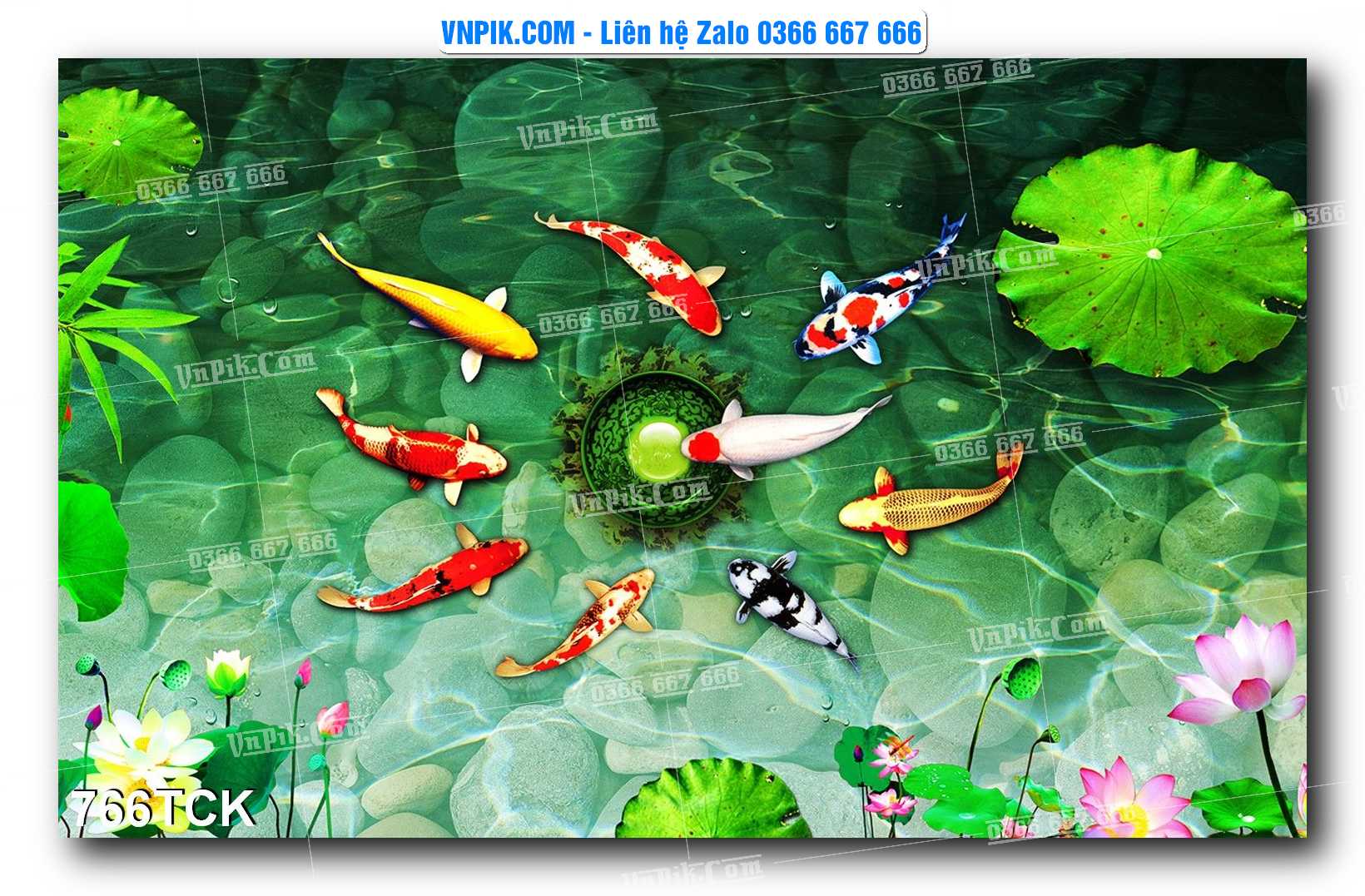 Tranh Hoa Sen – Cá Koi – Cá Chép 766TCK