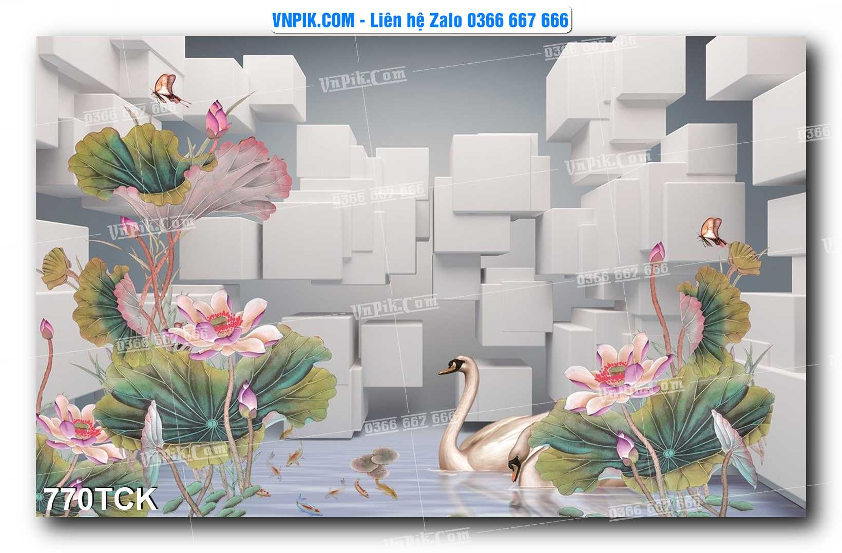 Tranh Hoa Sen – Cá Koi – Cá Chép 770TCK