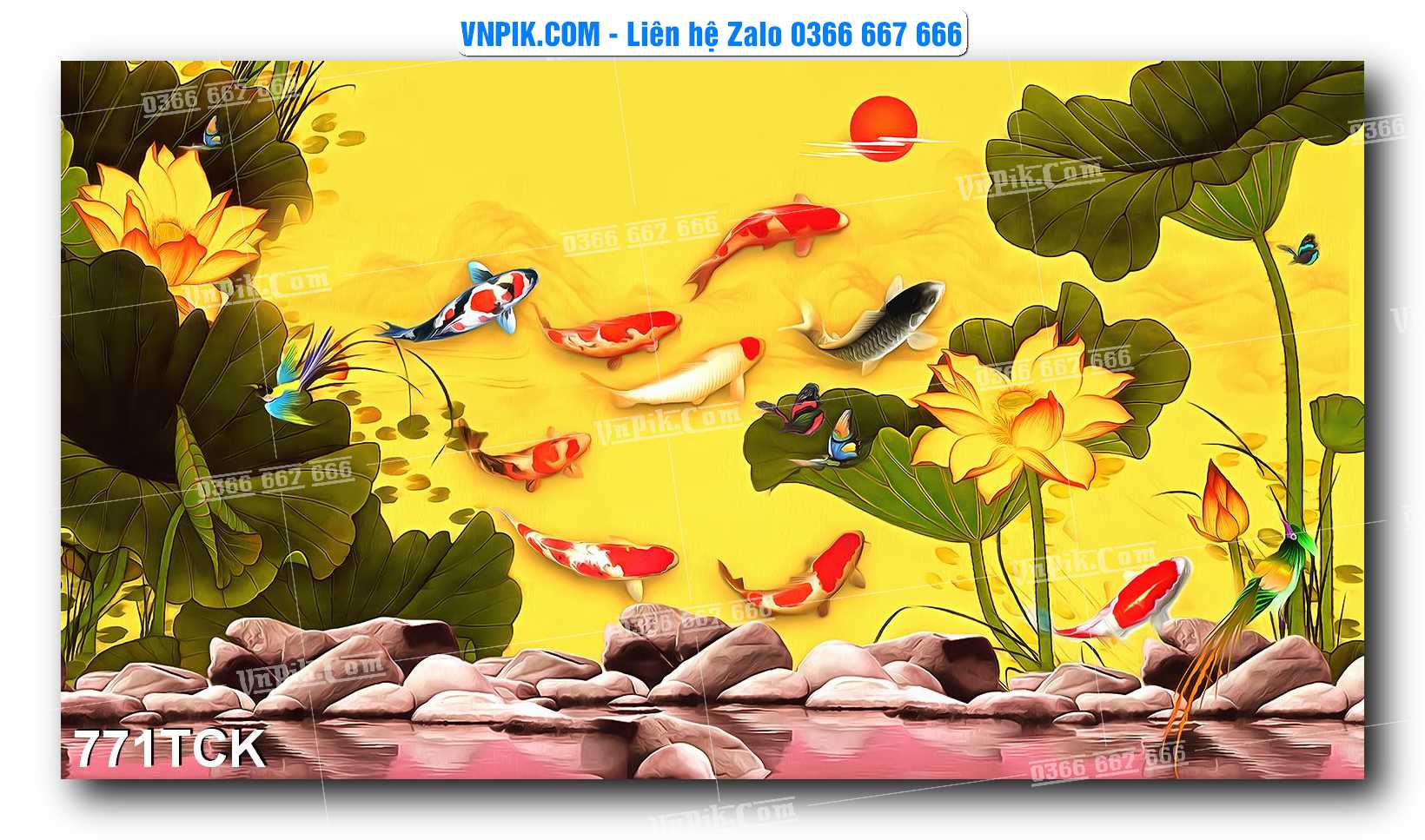Tranh Hoa Sen – Cá Koi – Cá Chép 771TCK