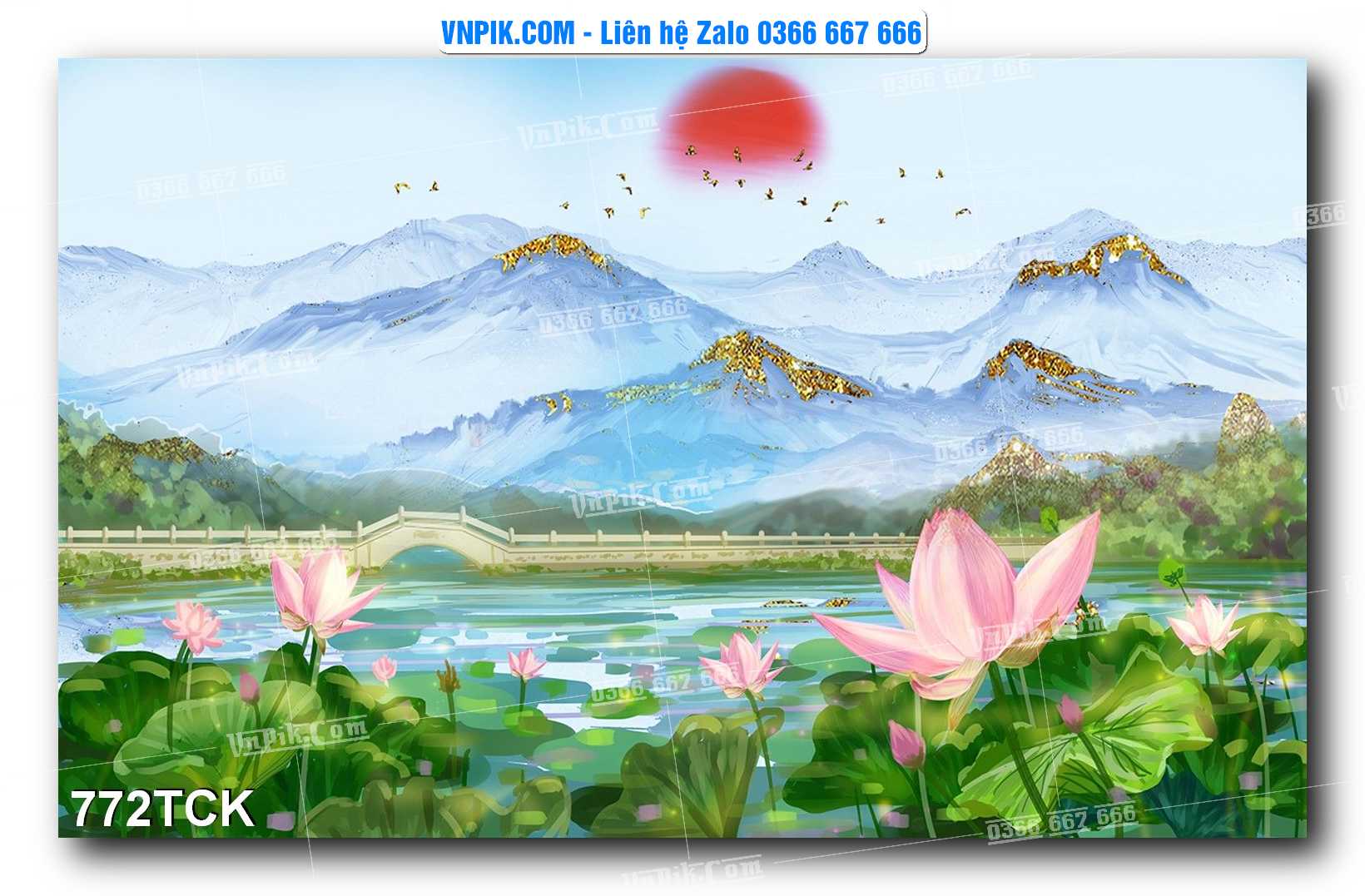 Tranh Hoa Sen – Cá Koi – Cá Chép 772TCK