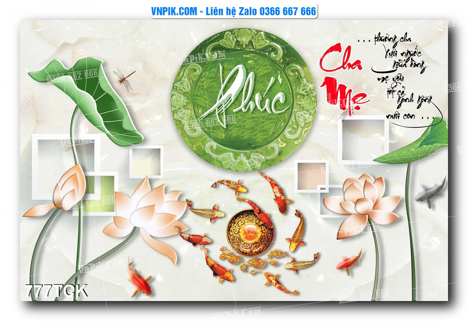 Tranh Hoa Sen – Cá Koi – Cá Chép 777TCK