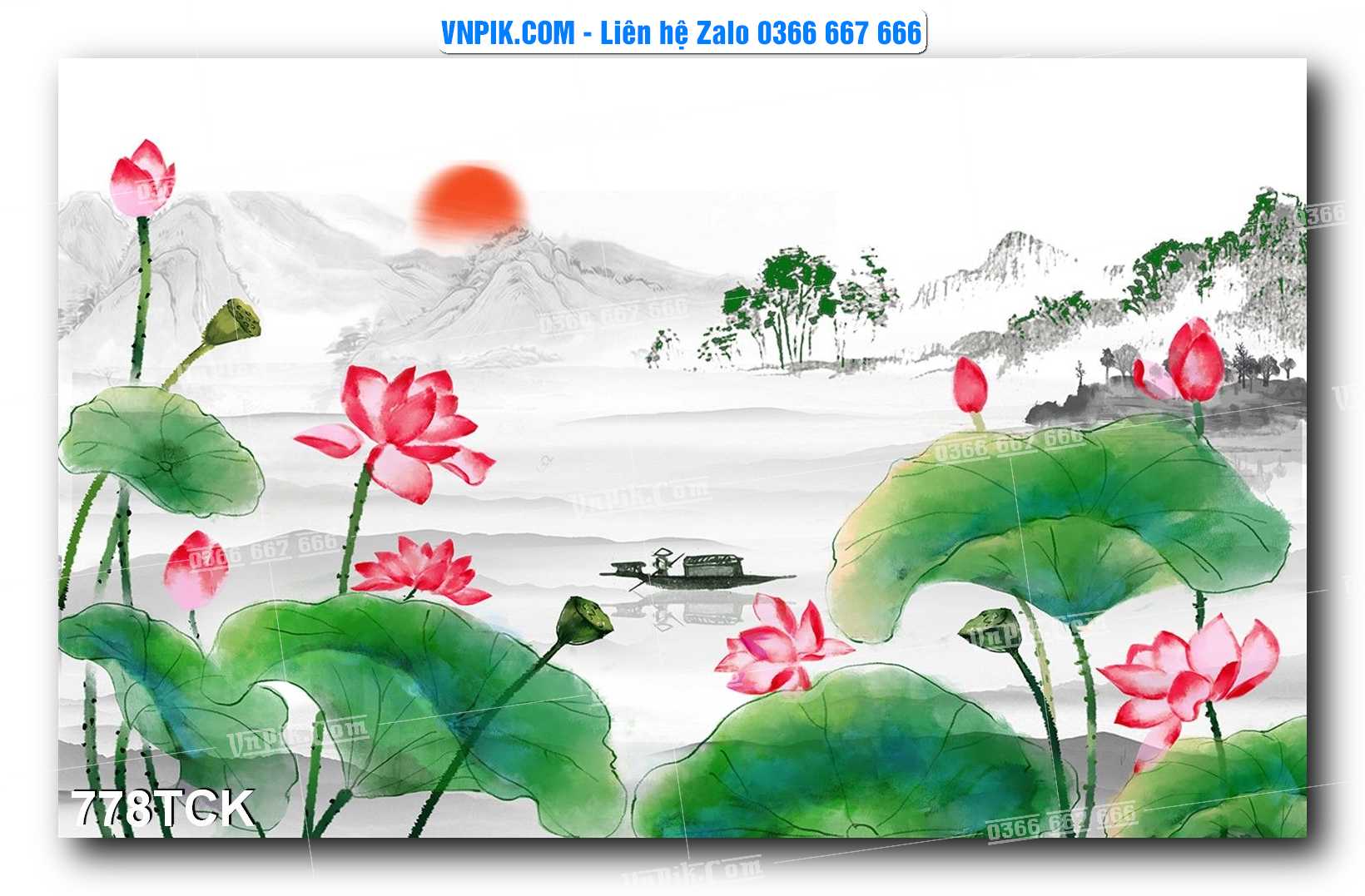 Tranh Hoa Sen – Cá Koi – Cá Chép 778TCK