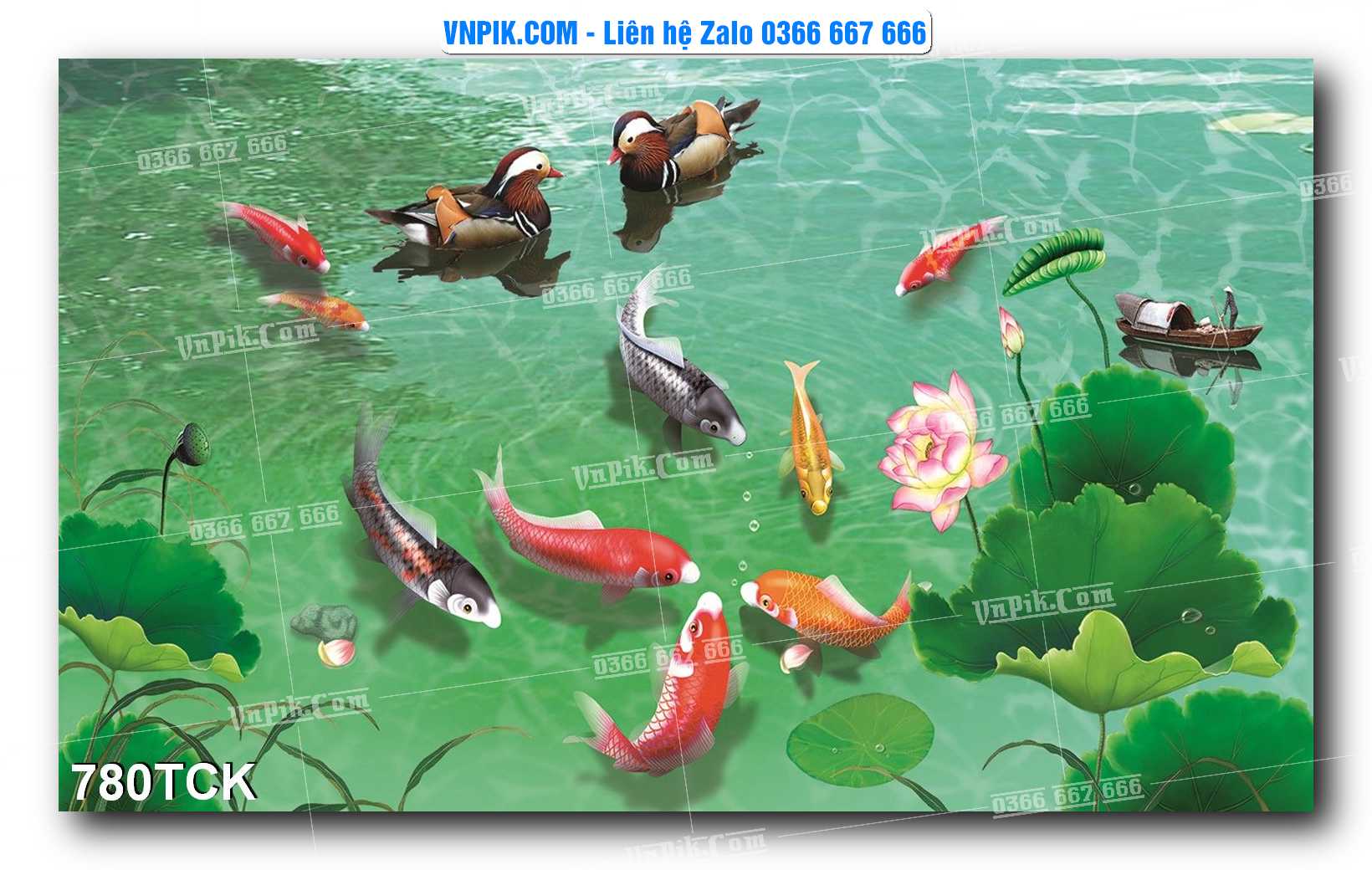 Tranh Hoa Sen – Cá Koi – Cá Chép 780TCK