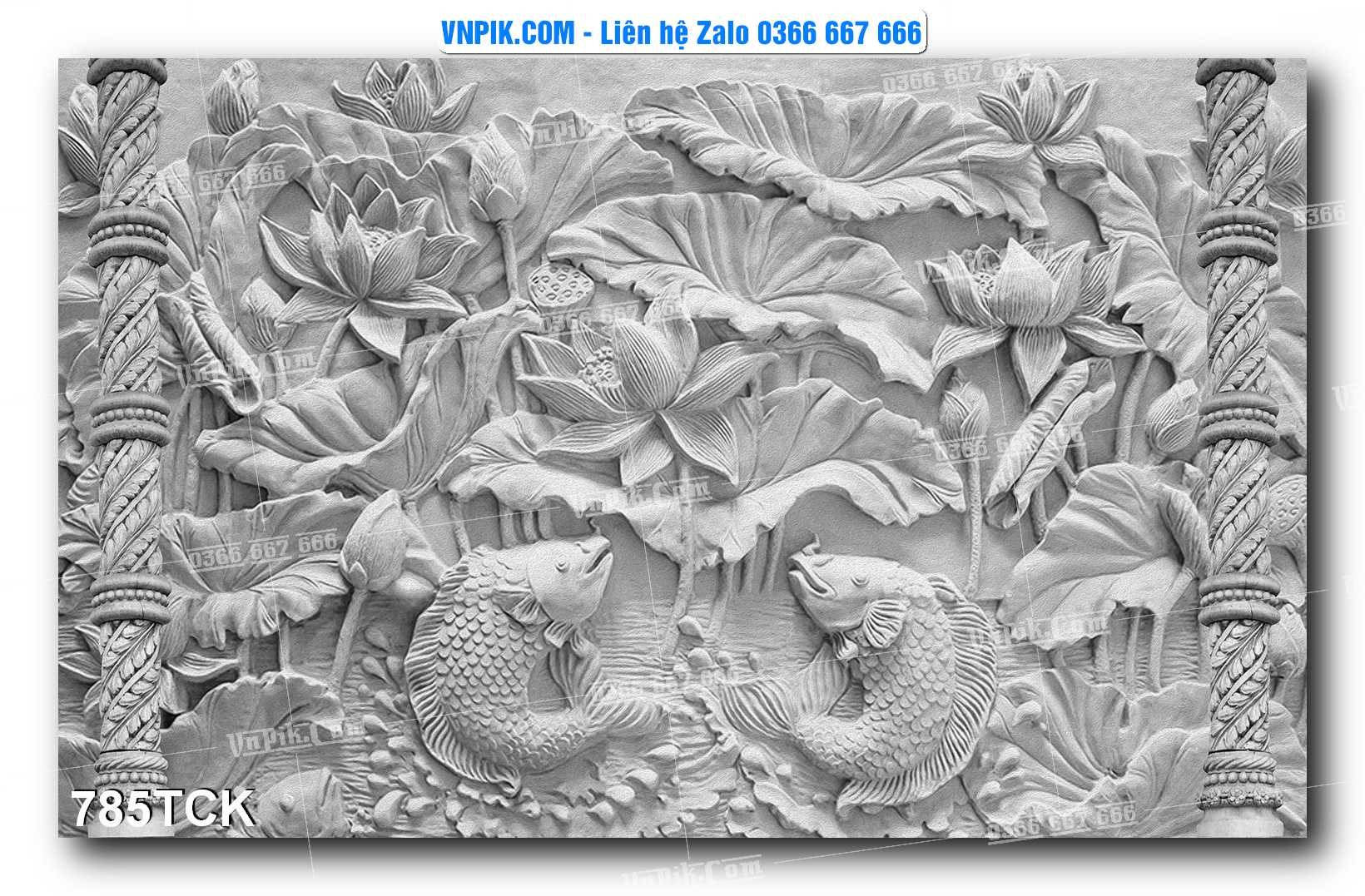 Tranh Hoa Sen – Cá Koi – Cá Chép 785TCK
