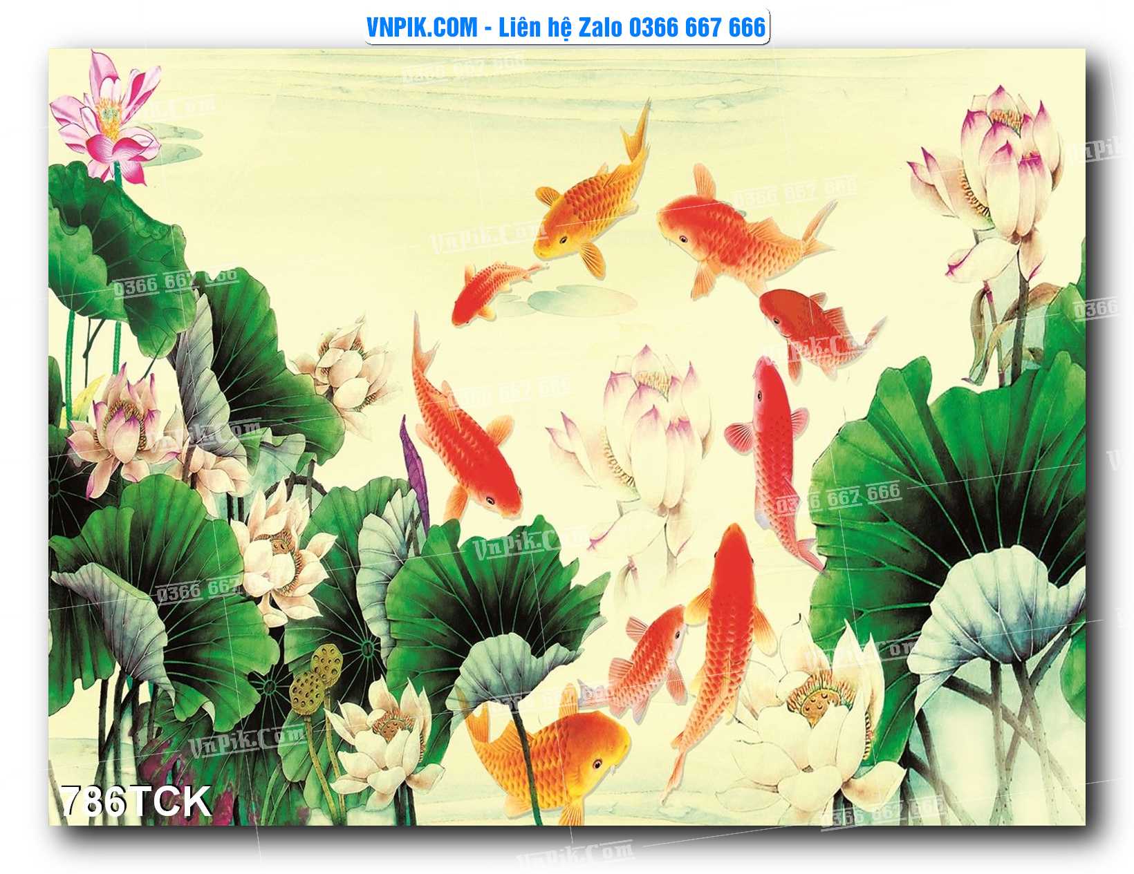 Tranh Hoa Sen – Cá Koi – Cá Chép 786TCK