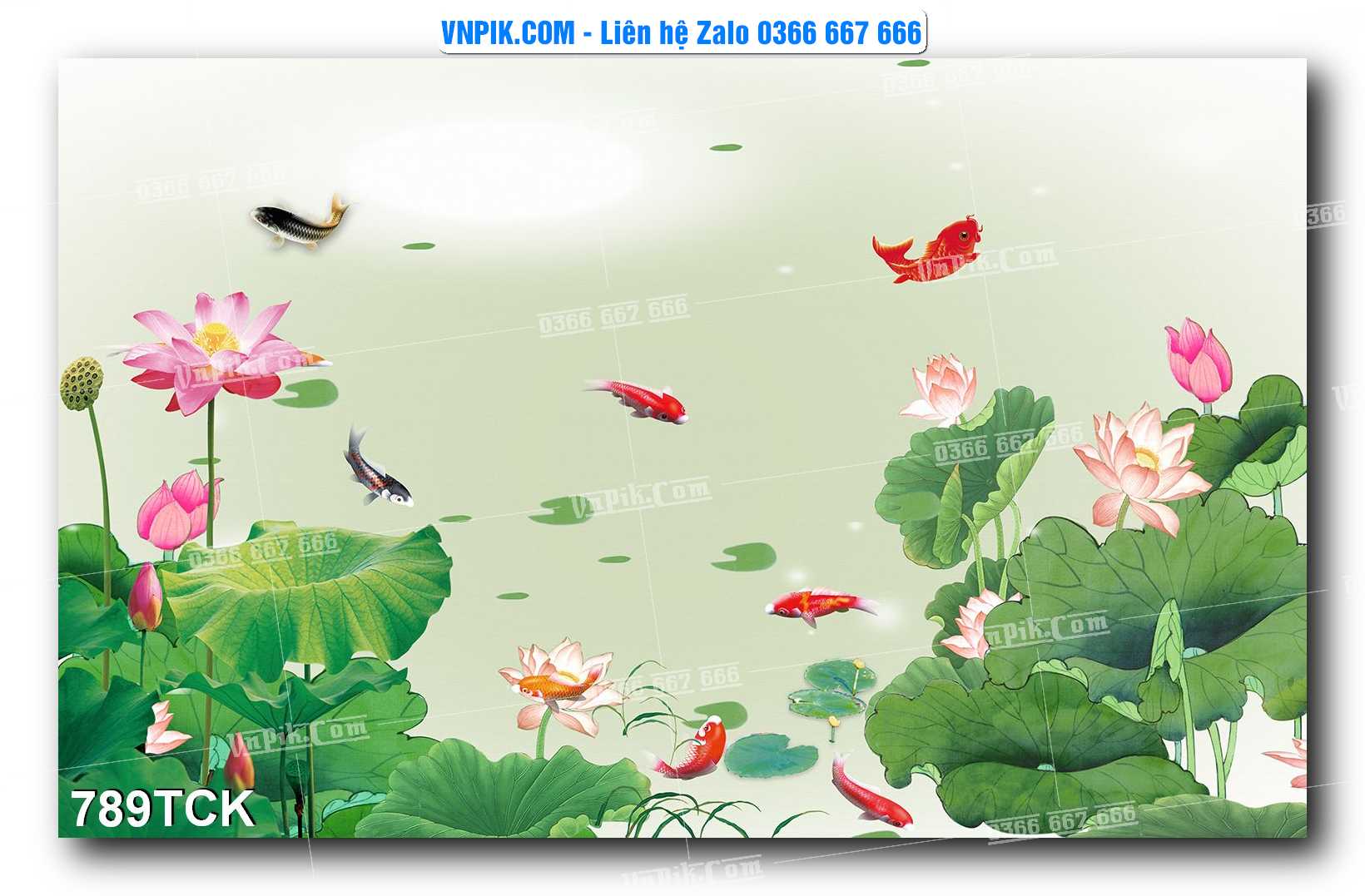 Tranh Hoa Sen – Cá Koi – Cá Chép 789TCK