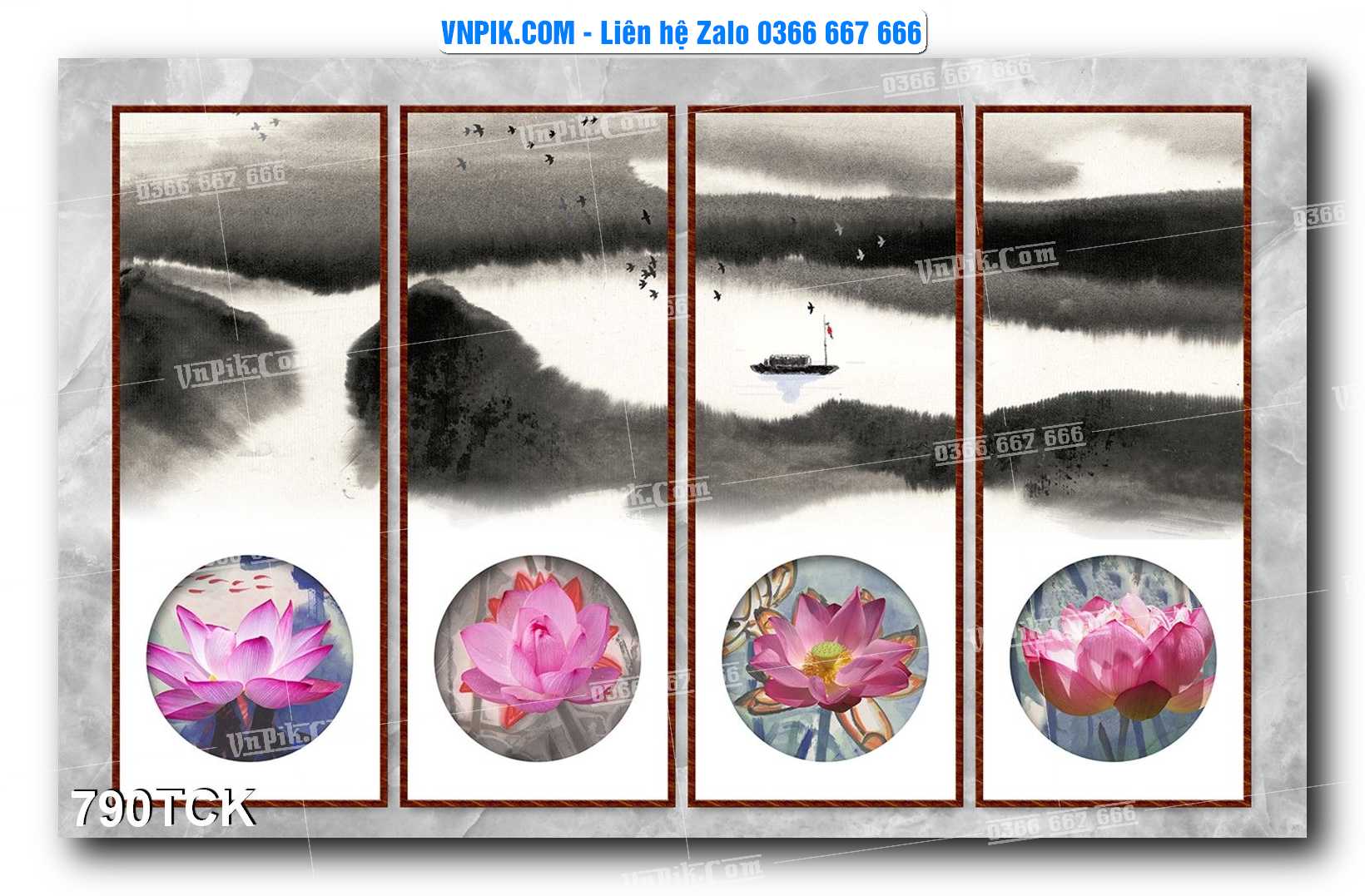 Tranh Hoa Sen – Cá Koi – Cá Chép 790TCK