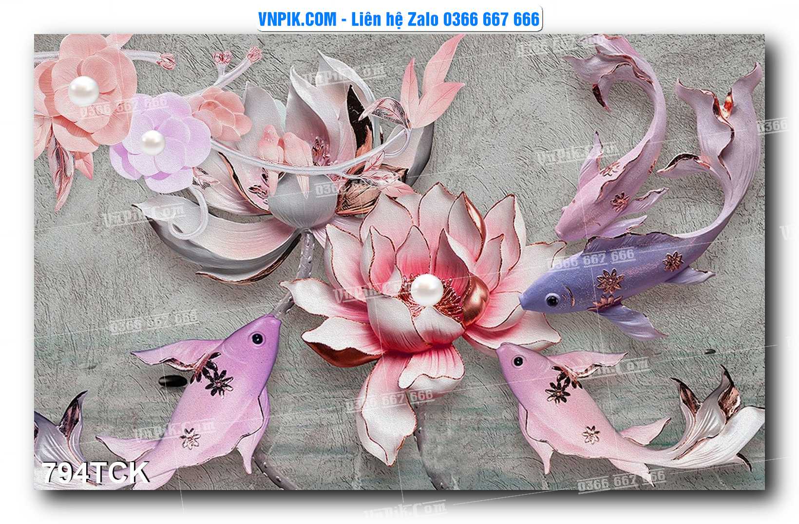 Tranh Hoa Sen – Cá Koi – Cá Chép 794TCK
