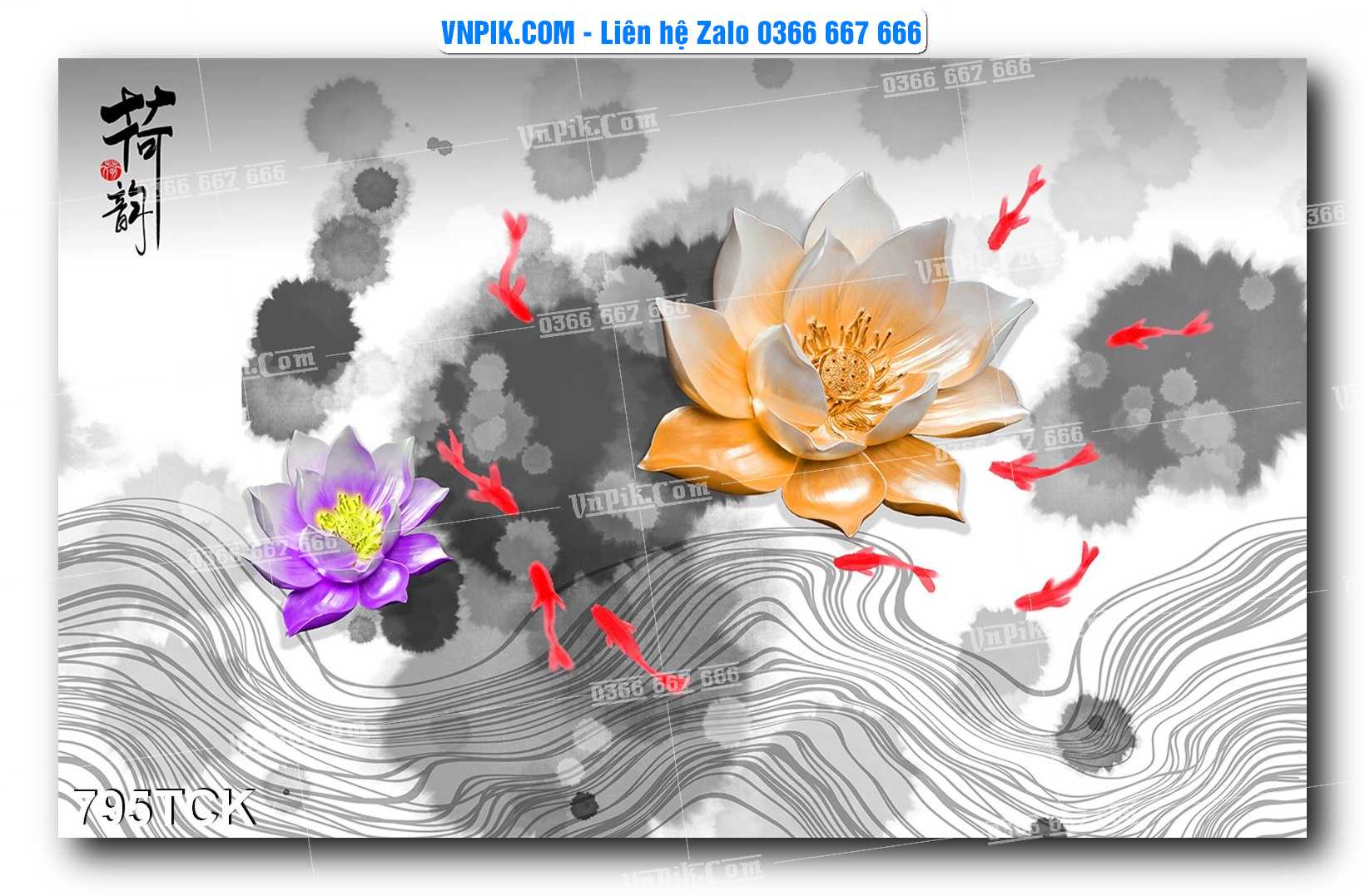 Tranh Hoa Sen – Cá Koi – Cá Chép 795TCK