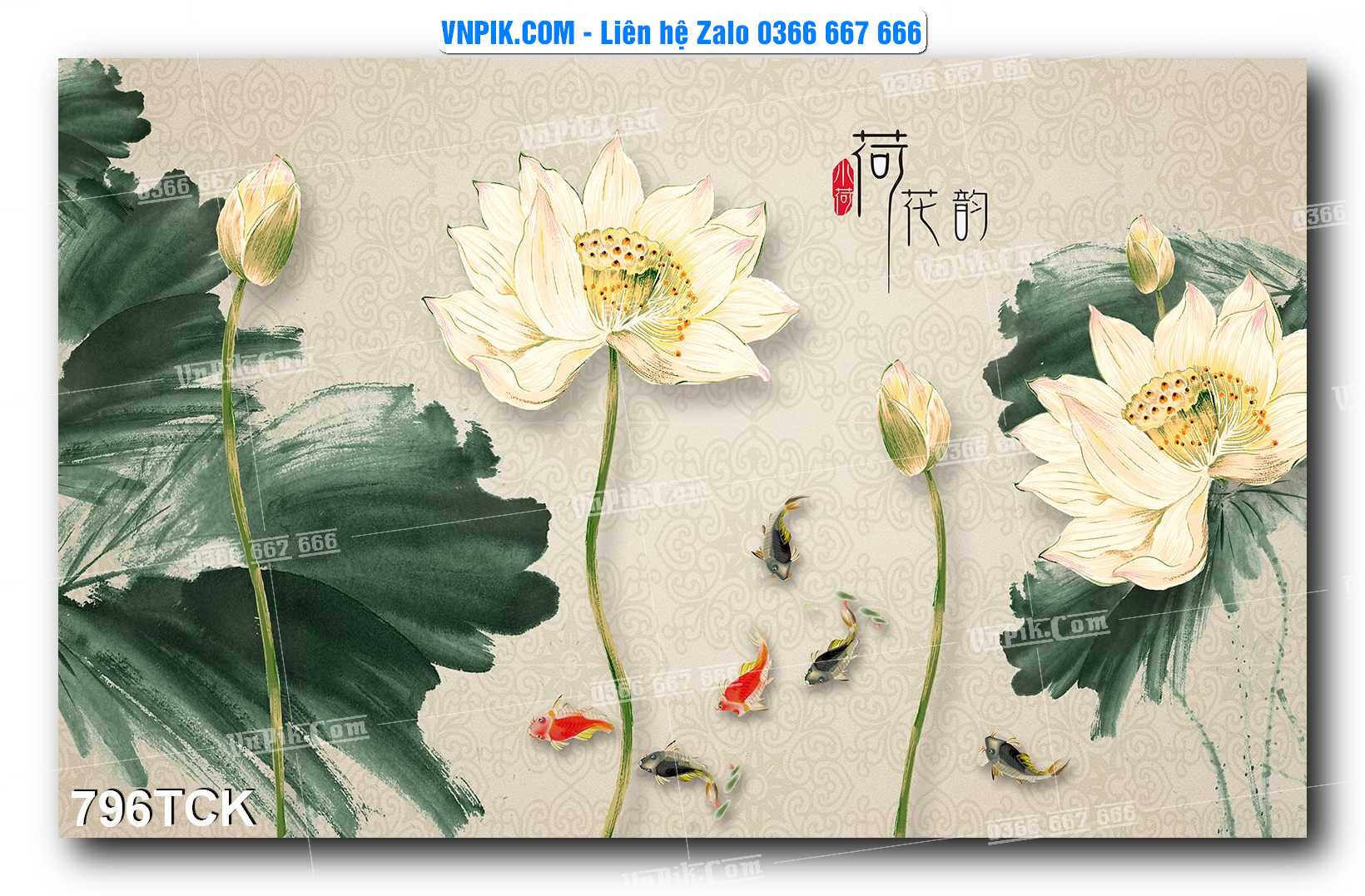 Tranh Hoa Sen – Cá Koi – Cá Chép 796TCK