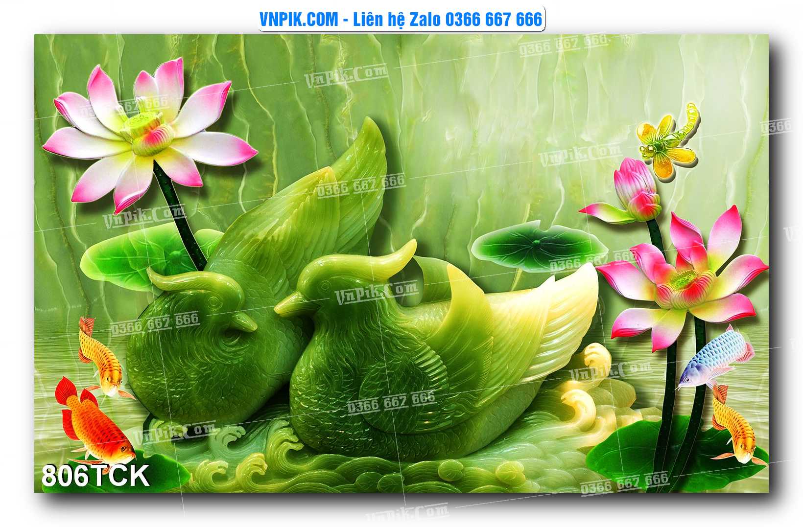 Tranh Hoa Sen – Cá Koi – Cá Chép 803TCK