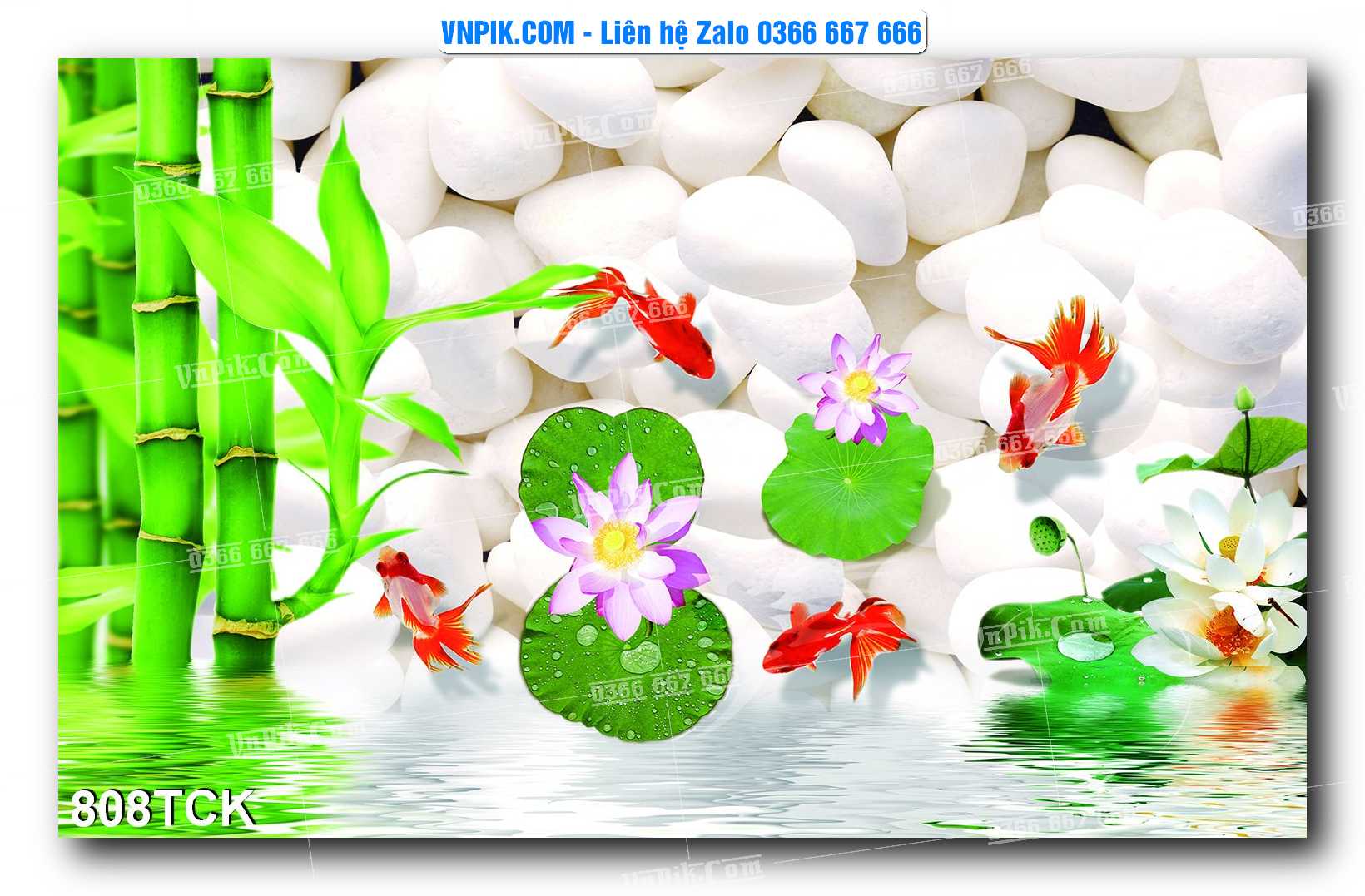 Tranh Hoa Sen – Cá Koi – Cá Chép 805TCK