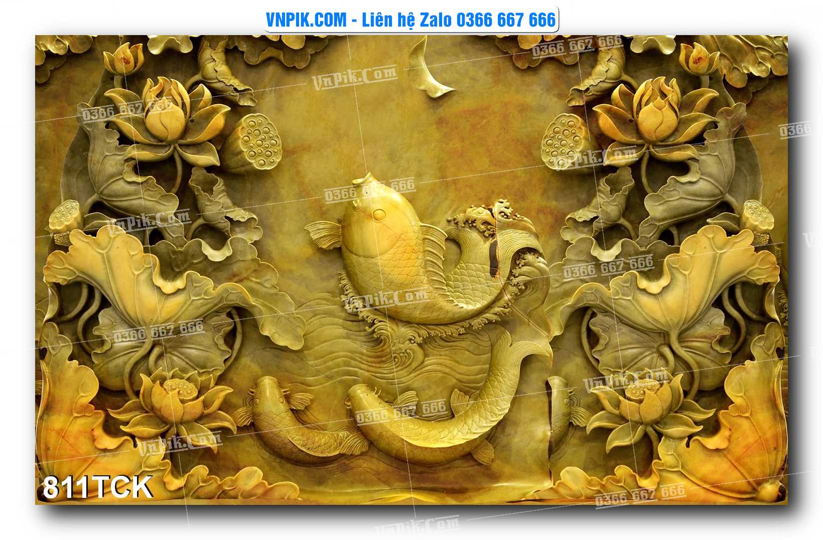 Tranh Hoa Sen – Cá Koi – Cá Chép 808TCK