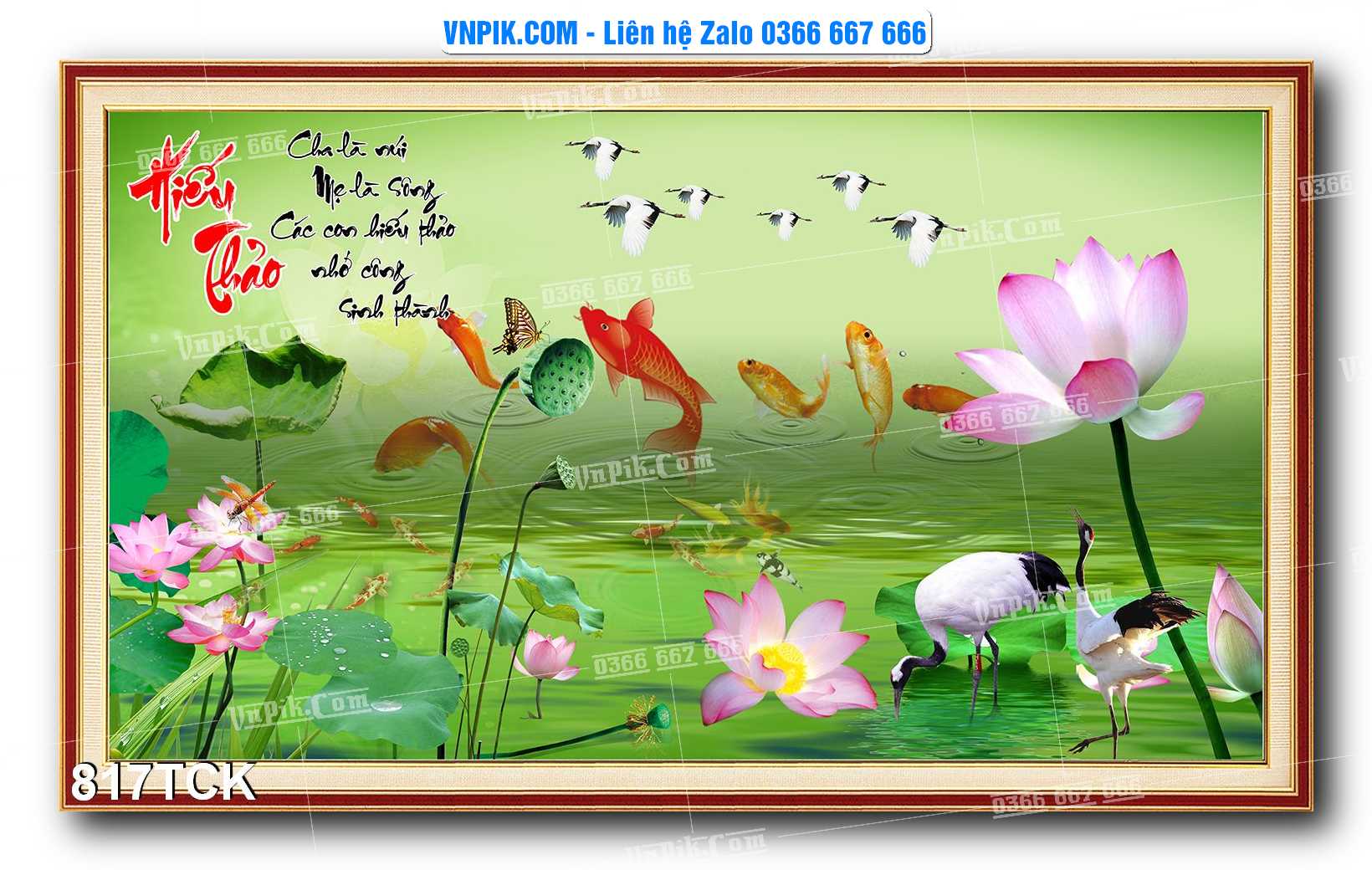 Tranh Hoa Sen – Cá Koi – Cá Chép 814TCK