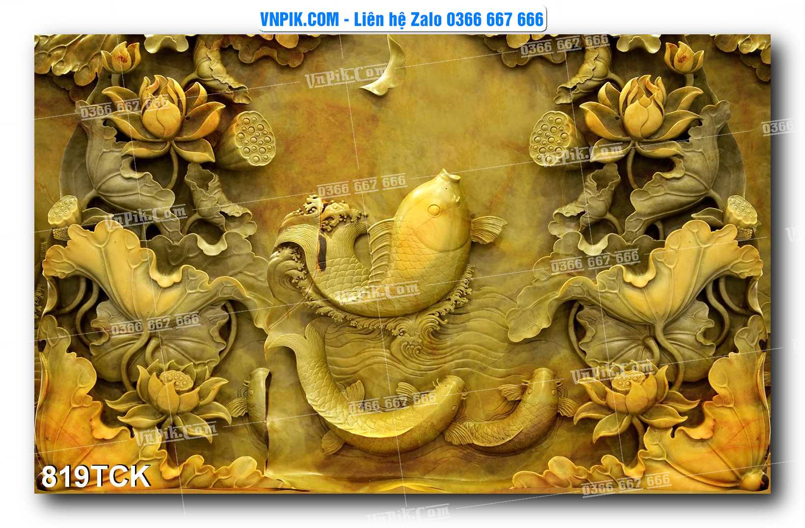 Tranh Hoa Sen – Cá Koi – Cá Chép 816TCK