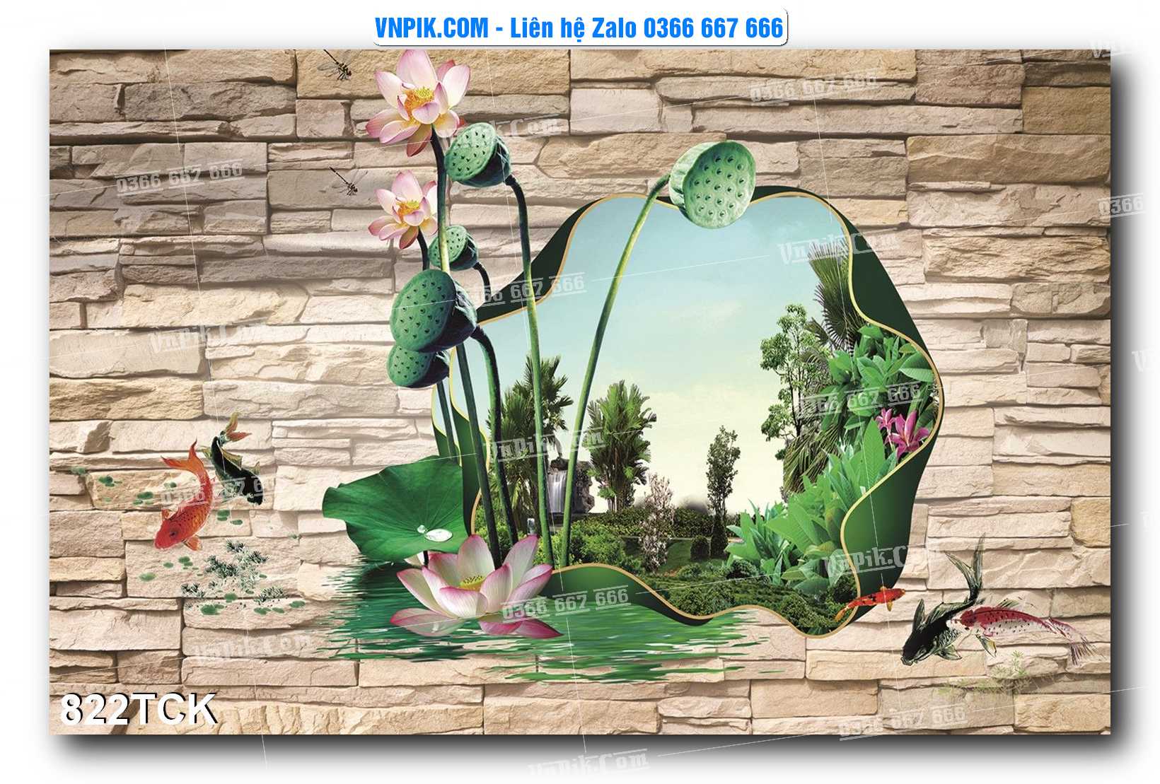 Tranh Hoa Sen – Cá Koi – Cá Chép 819TCK