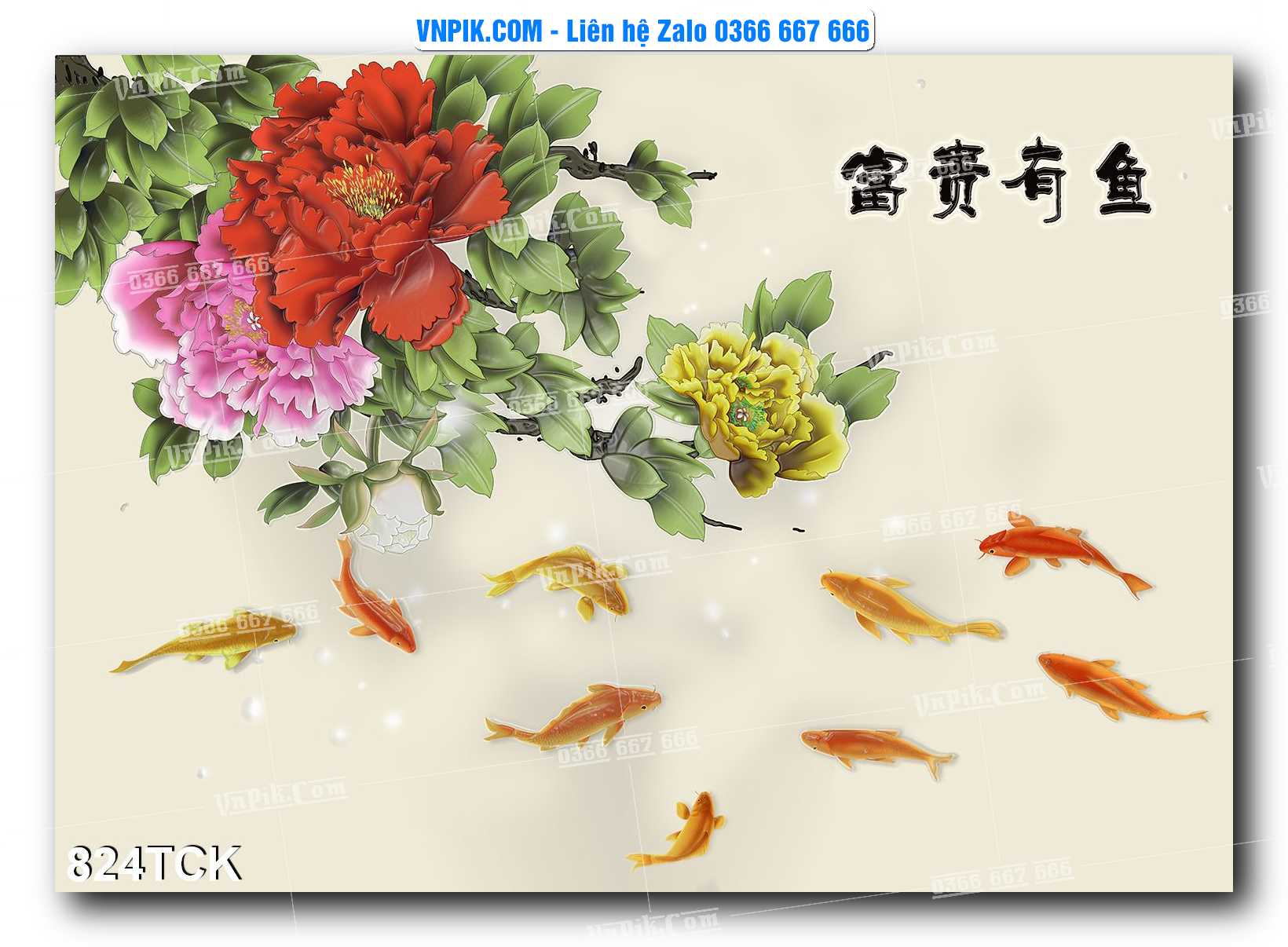 Tranh Hoa Sen – Cá Koi – Cá Chép 821TCK