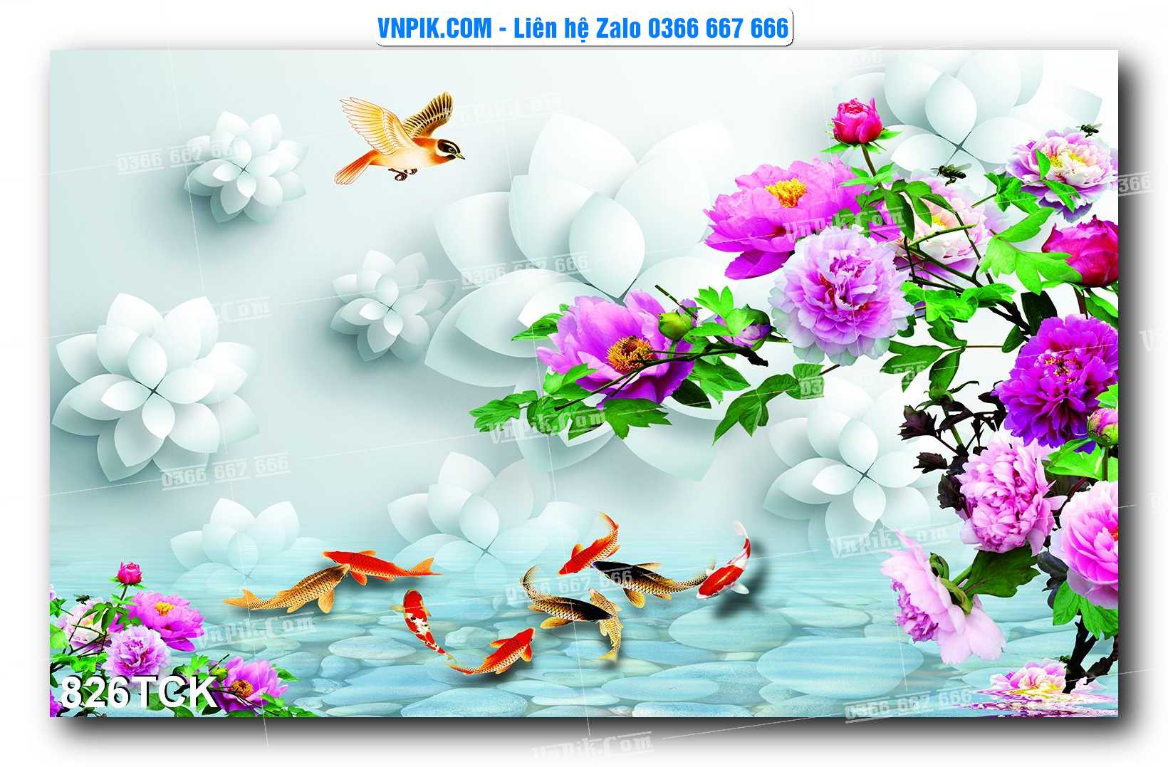 Tranh Hoa Sen – Cá Koi – Cá Chép 823TCK