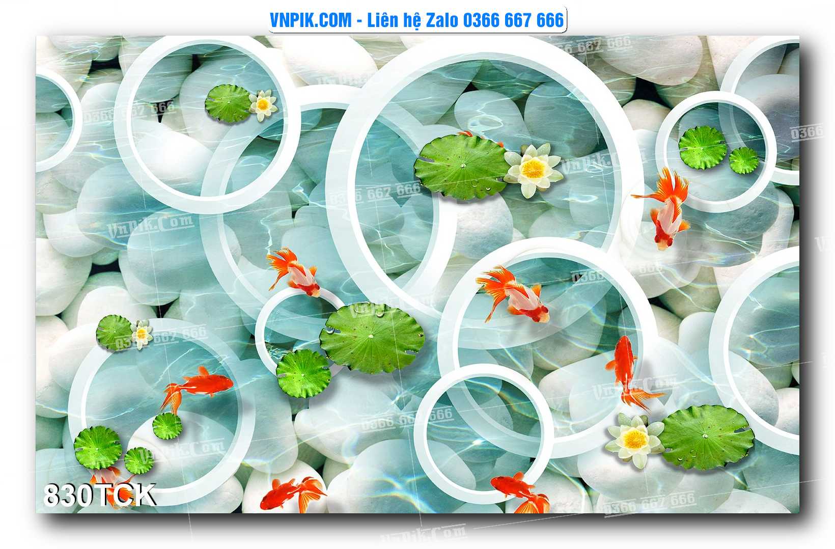 Tranh Hoa Sen – Cá Koi – Cá Chép 827TCK