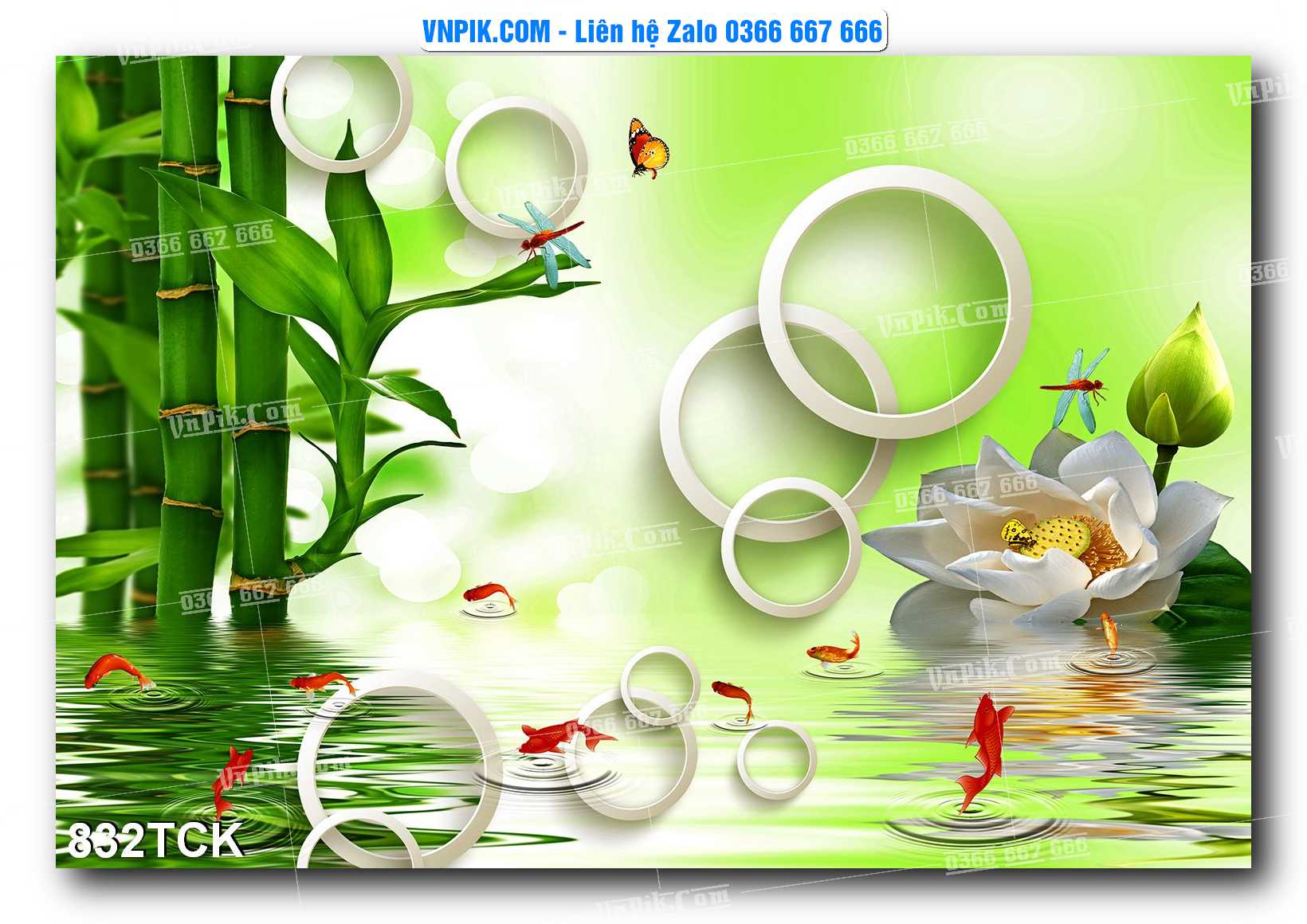 Tranh Hoa Sen – Cá Koi – Cá Chép 829TCK