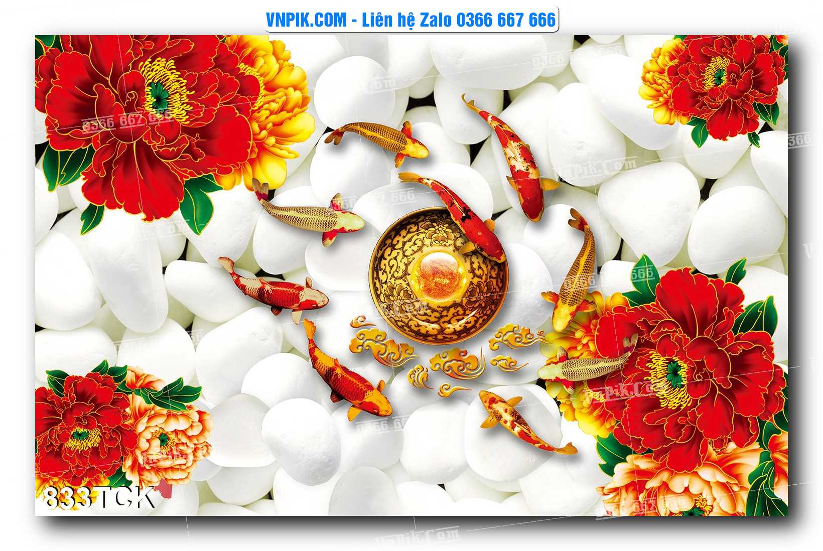 Tranh Hoa Sen – Cá Koi – Cá Chép 830TCK