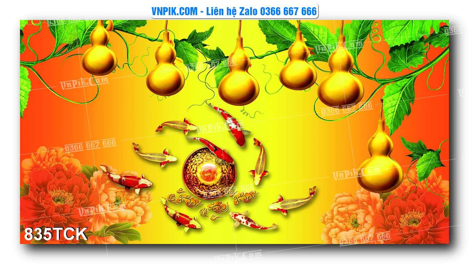 Tranh Hoa Sen – Cá Koi – Cá Chép 832TCK