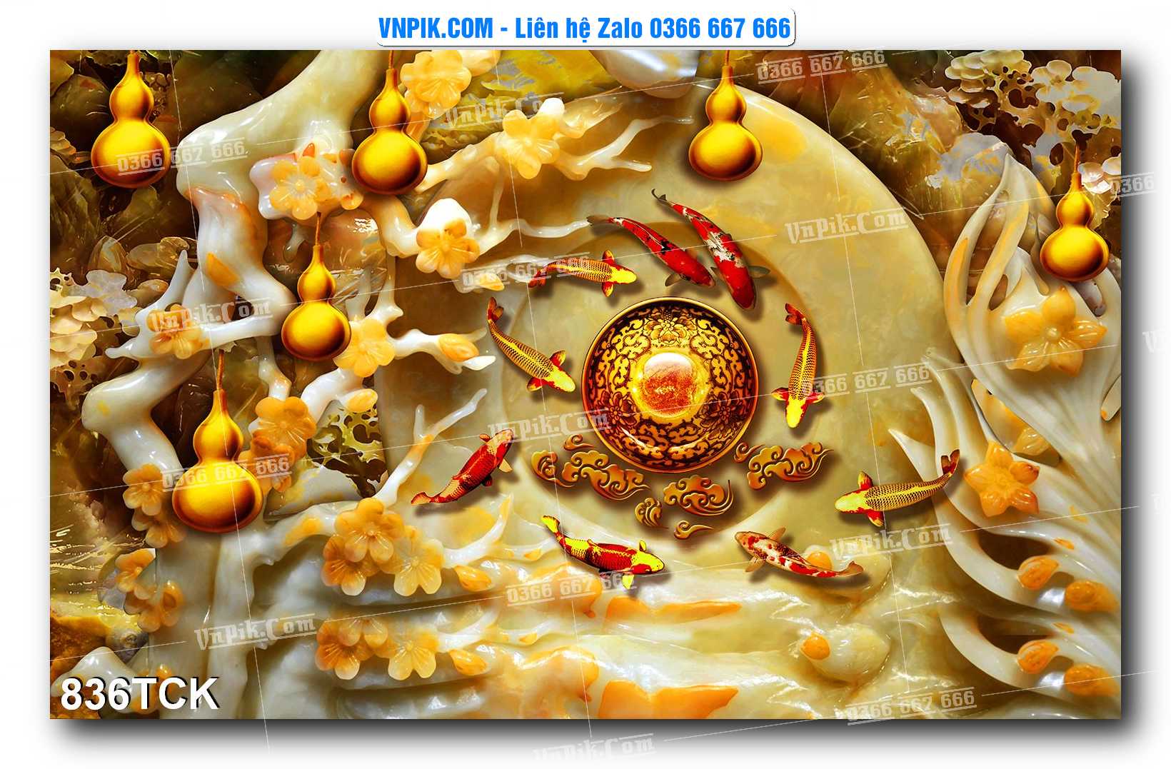 Tranh Hoa Sen – Cá Koi – Cá Chép 833TCK