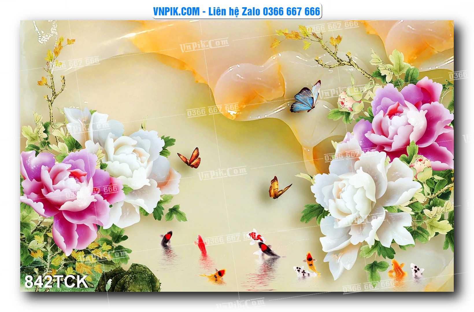 Tranh Hoa Sen – Cá Koi – Cá Chép 842TCK