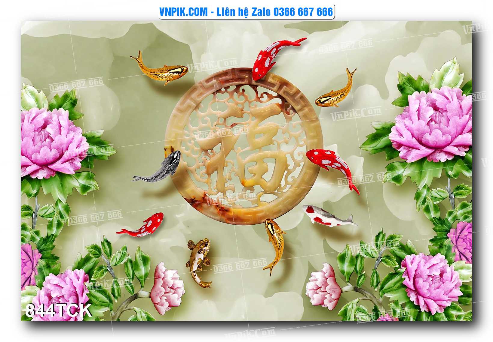 Tranh Hoa Sen – Cá Koi – Cá Chép 844TCK