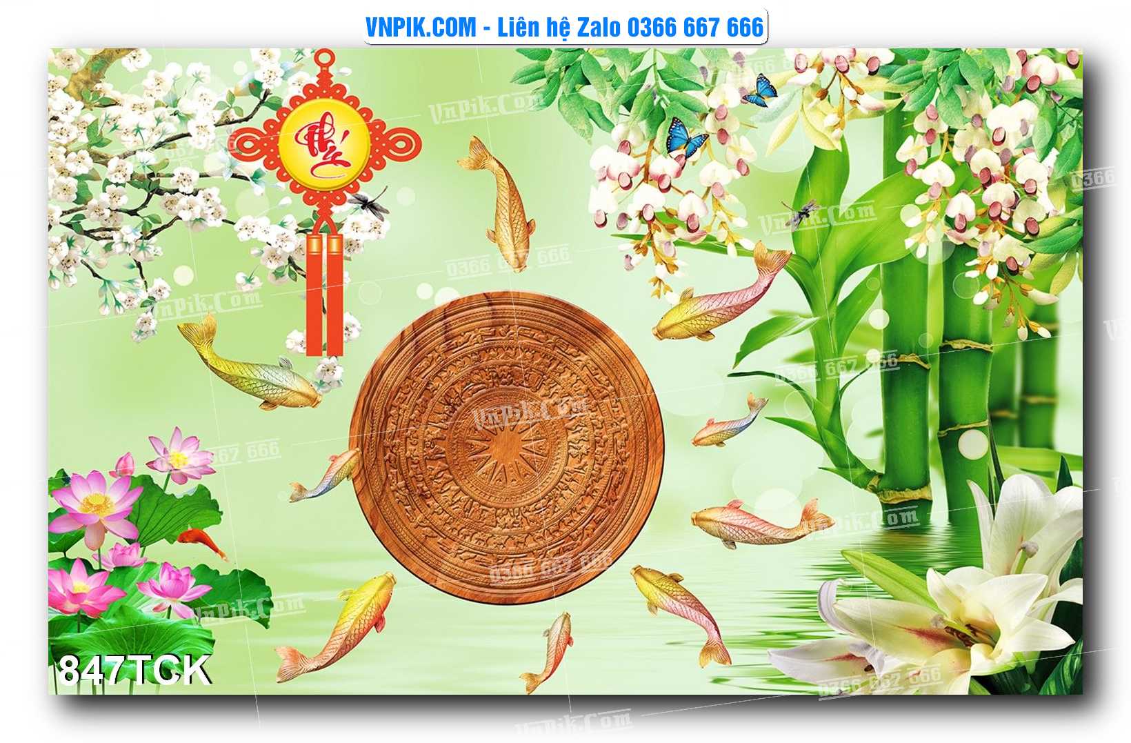Tranh Hoa Sen – Cá Koi – Cá Chép 847TCK