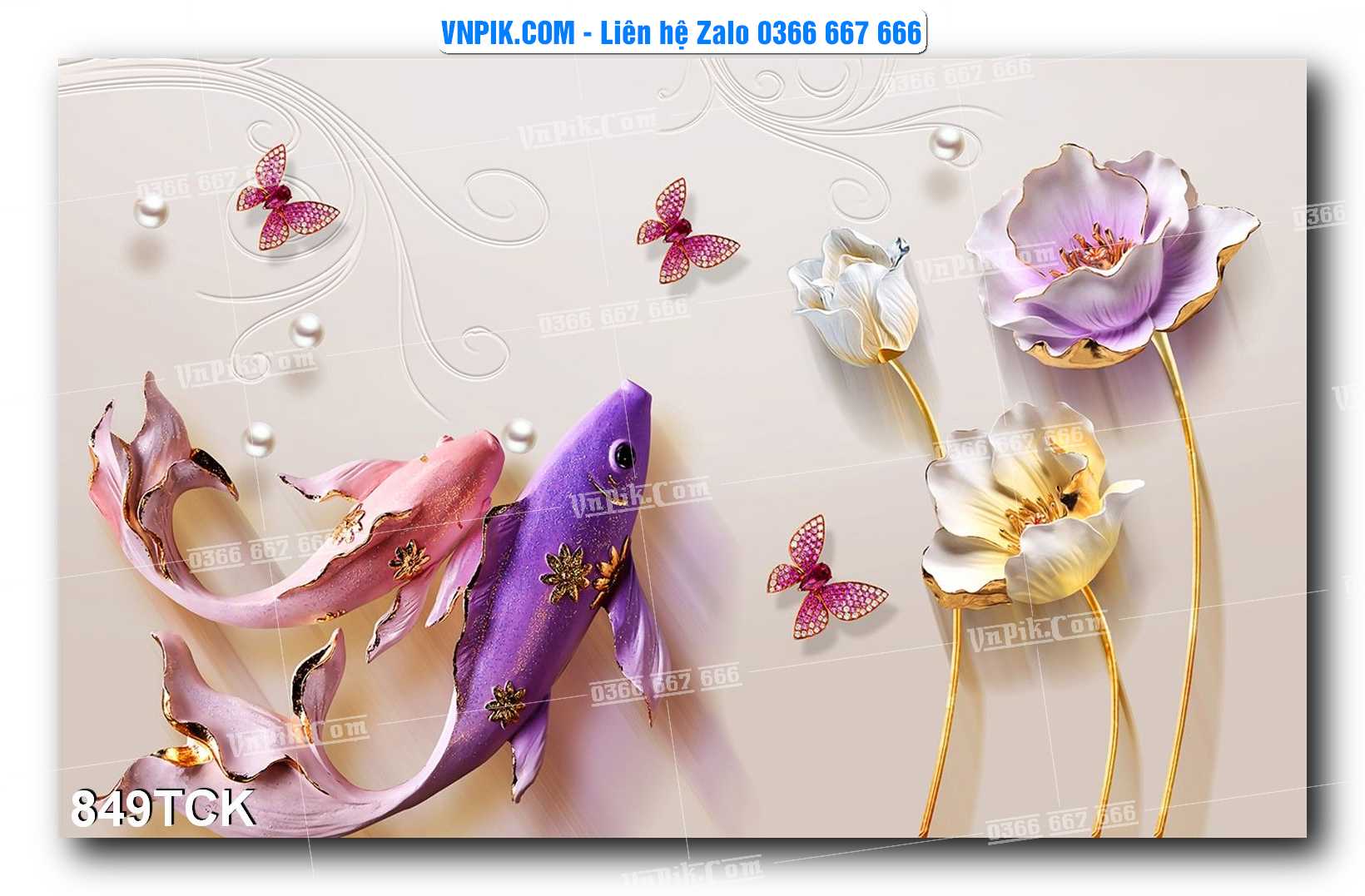 Tranh Hoa Sen – Cá Koi – Cá Chép 849TCK