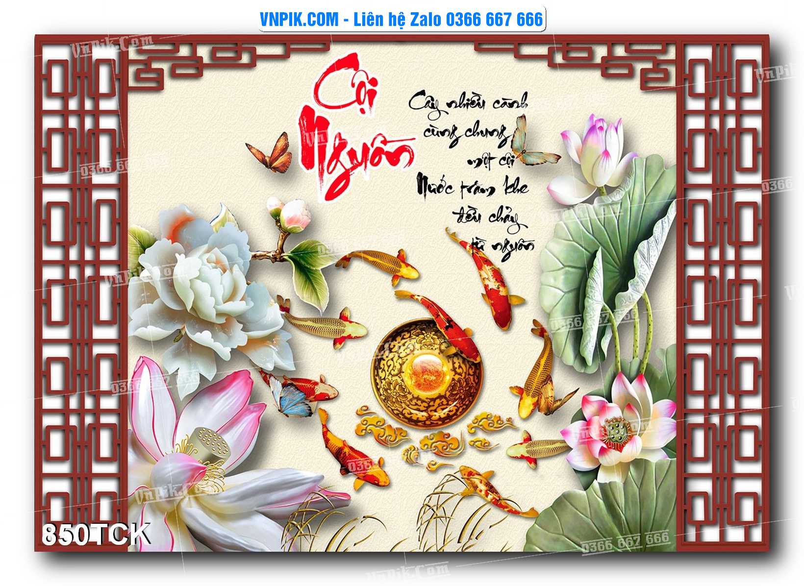 Tranh Hoa Sen – Cá Koi – Cá Chép 850TCK