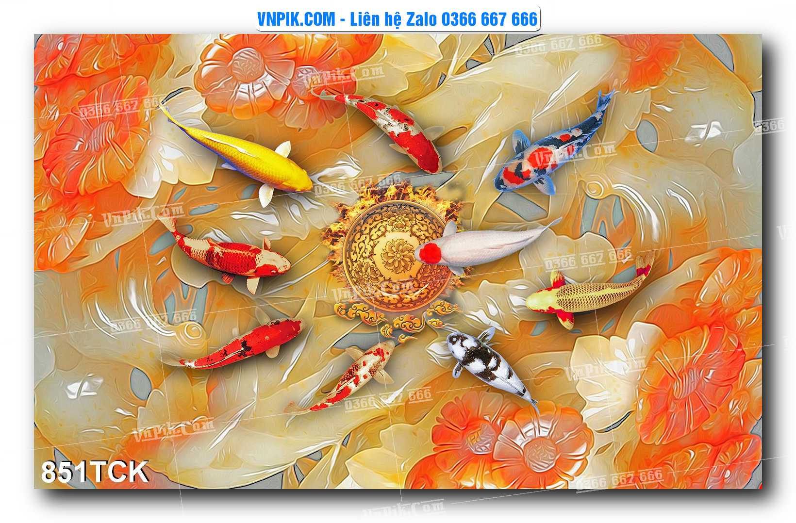 Tranh Hoa Sen – Cá Koi – Cá Chép 851TCK